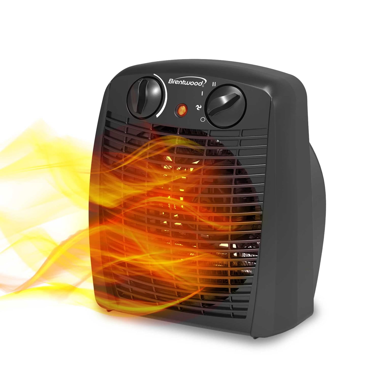 Brentwood Portable Electric Space Heater and Fan, 1500/750 Watts/Fan Only, 5000 BTUs, Adjustable Thermostat, Safety Features, 6-Ft. Cord, H-F305BK
