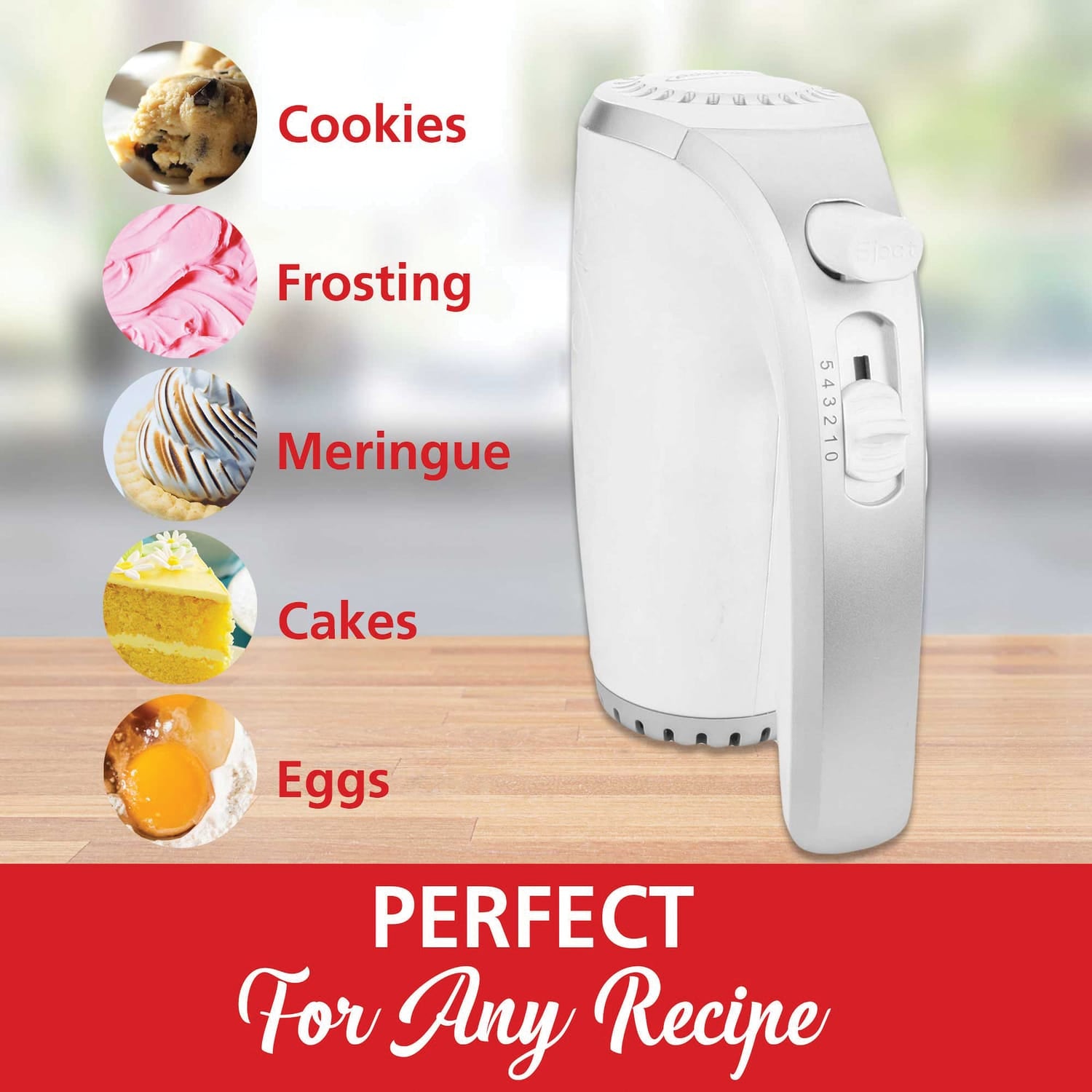Brentwood Lightweight 5-Speed Electric Hand Mixer, White