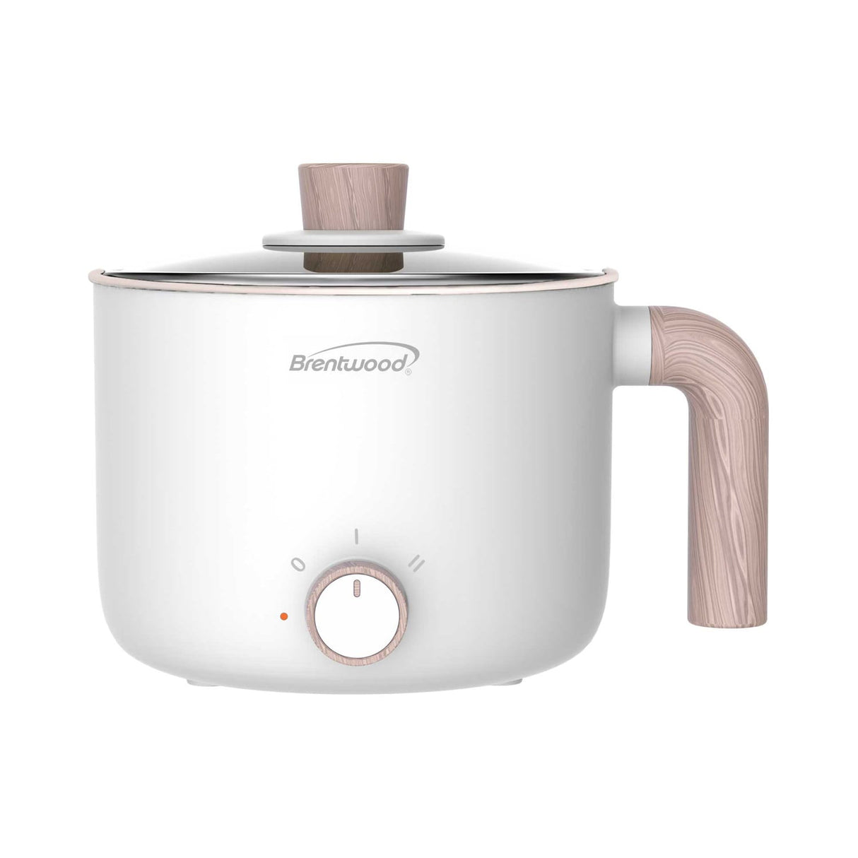 Brentwood 1.6-Qt. 600-Watt Multi-Function Electric Hot Pot Cooker with Ceramic Nonstick Coating, White