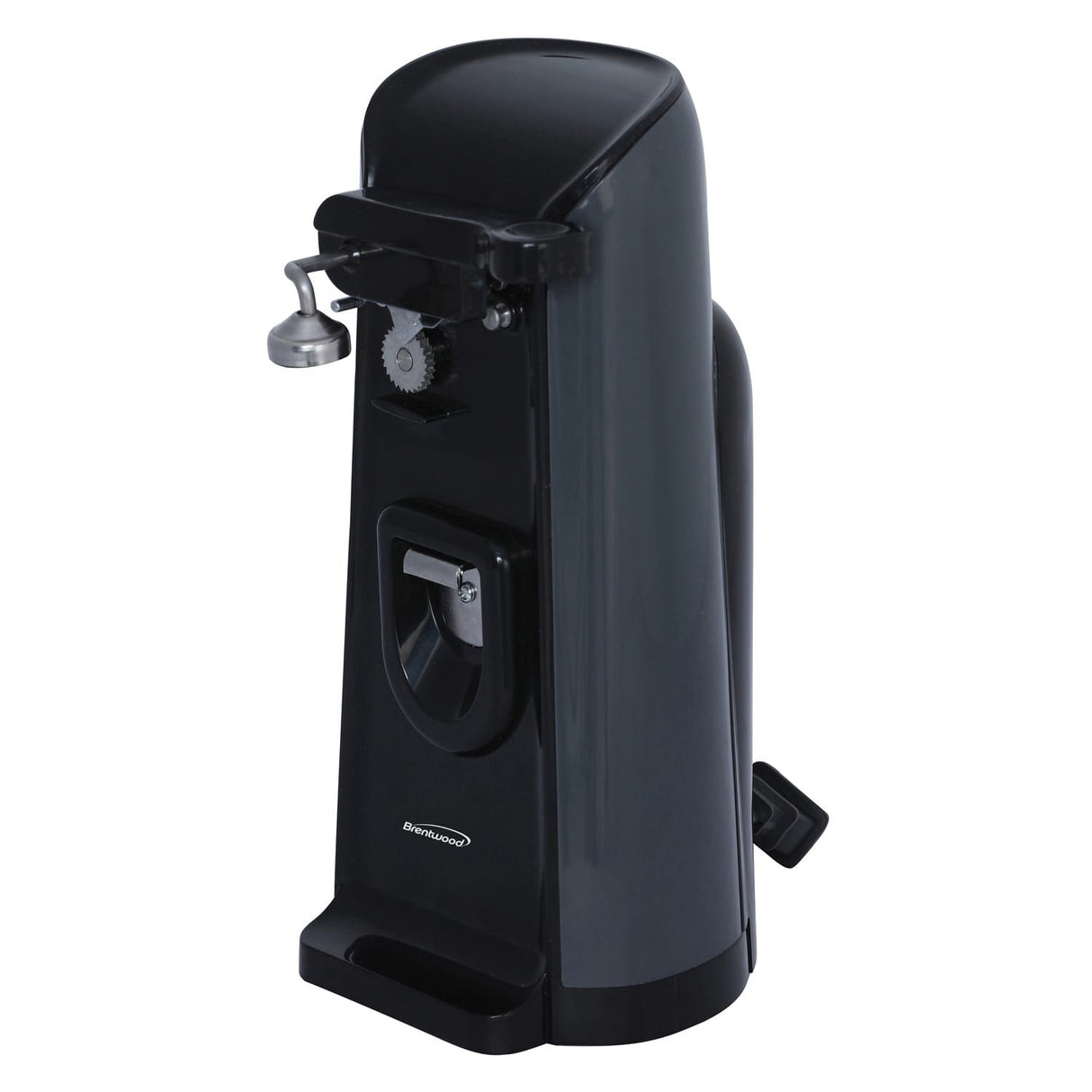 Brentwood Tall Electric Can Opener with Knife Sharpener & Bottle Opener, Black