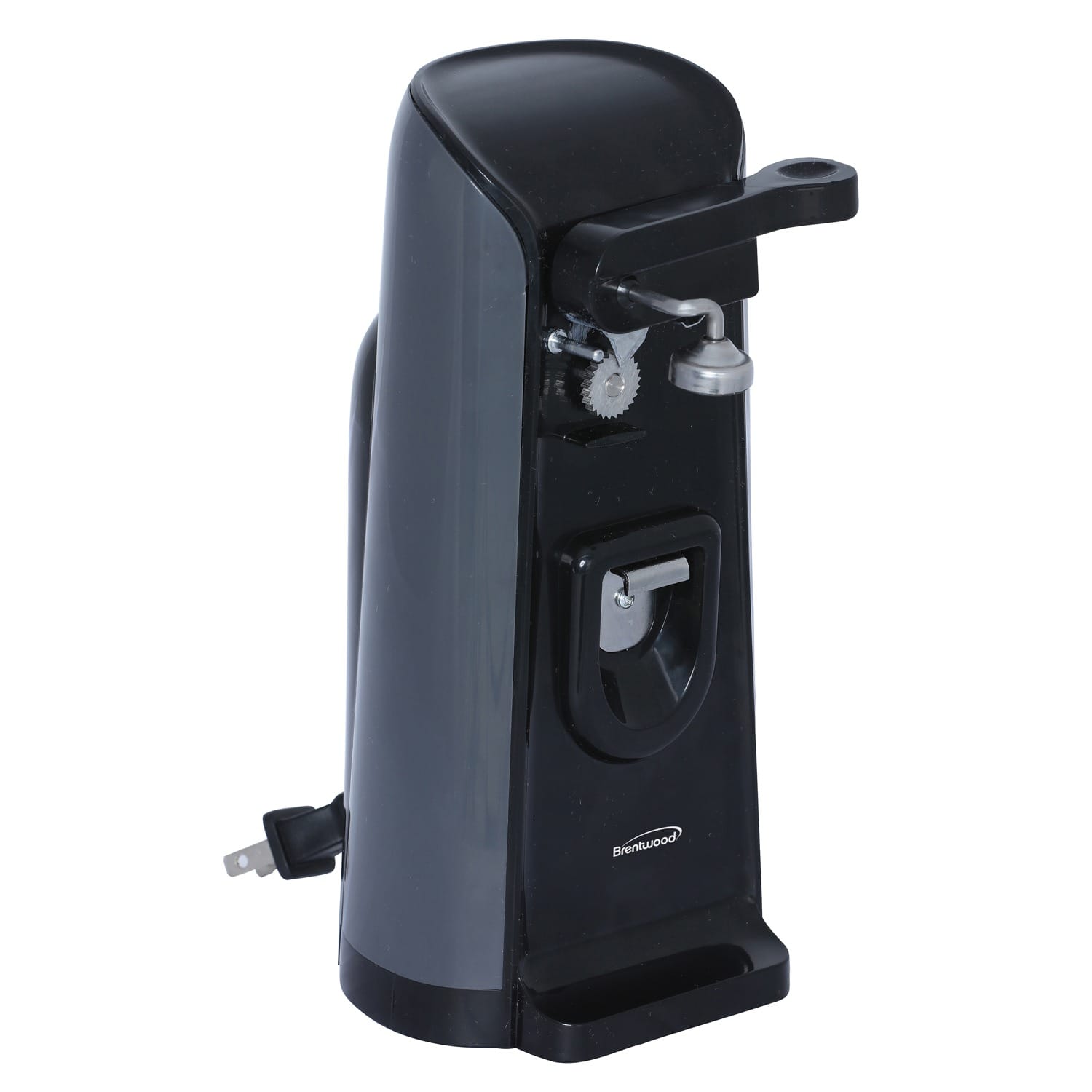 Brentwood Tall Electric Can Opener with Knife Sharpener & Bottle Opener, Black