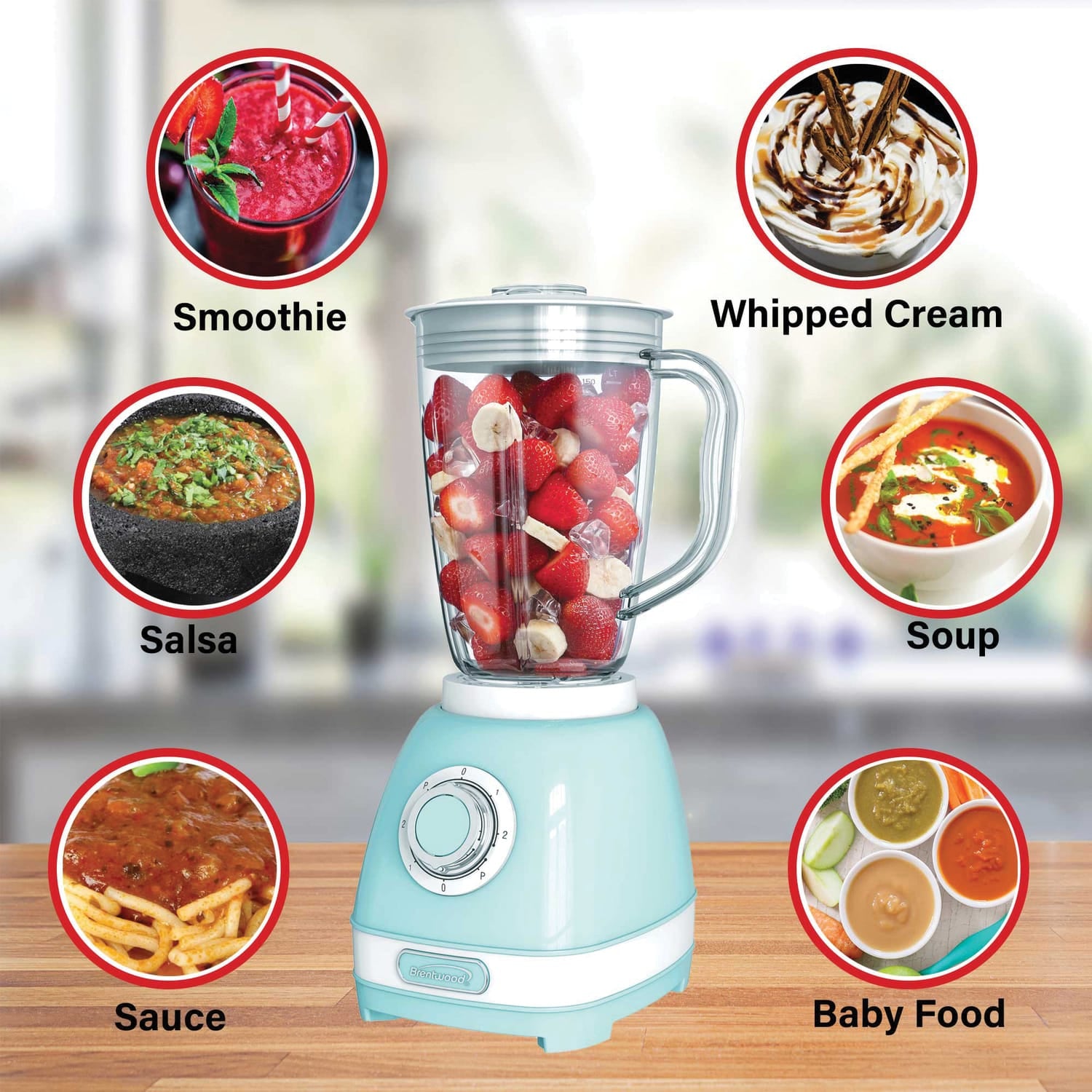 Brentwood 2-Speed Retro Blender with 50-Ounce Plastic Jar