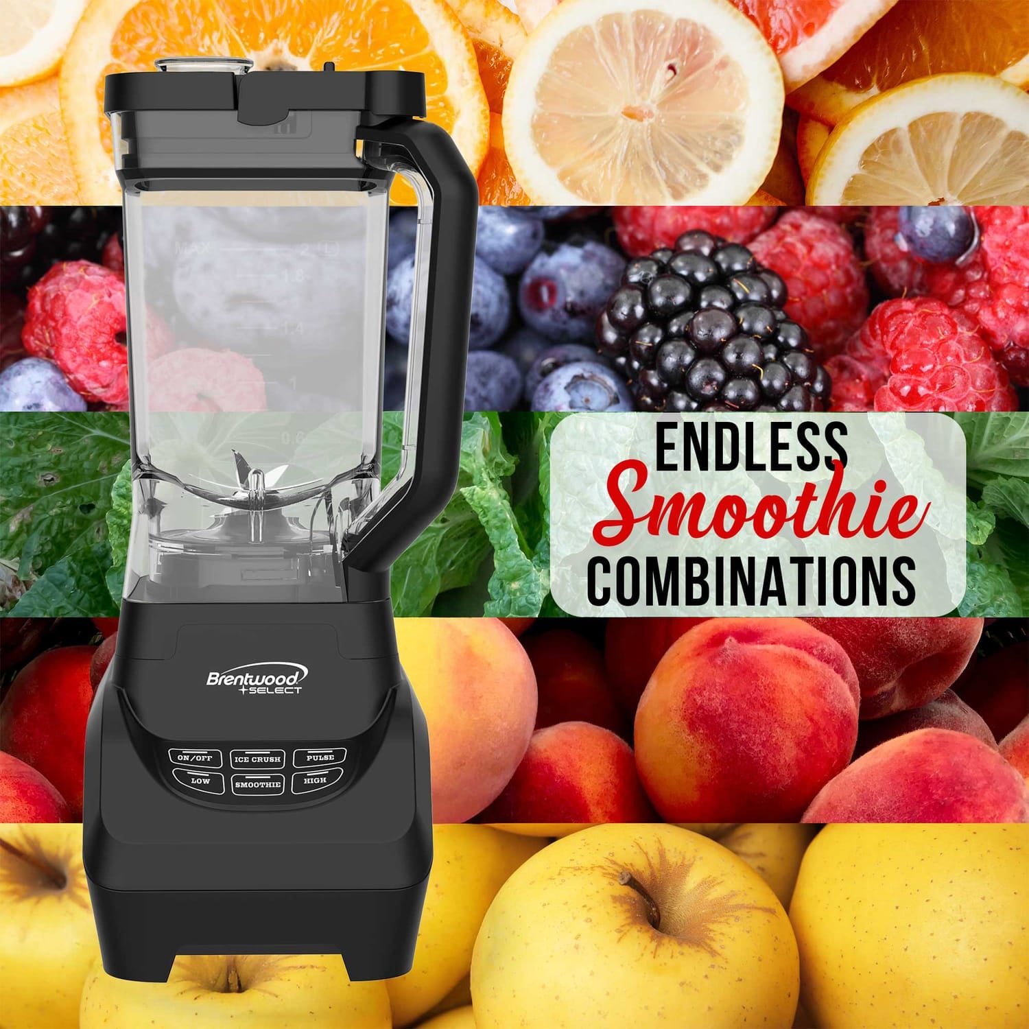 Brentwood Select 8.5-Cup 1000-Watt Professional Smart Blender, Black