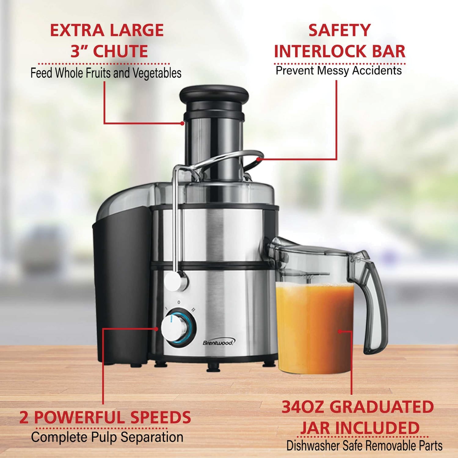 Brentwood 800-Watt 2-Speed Electric Juice Extractor