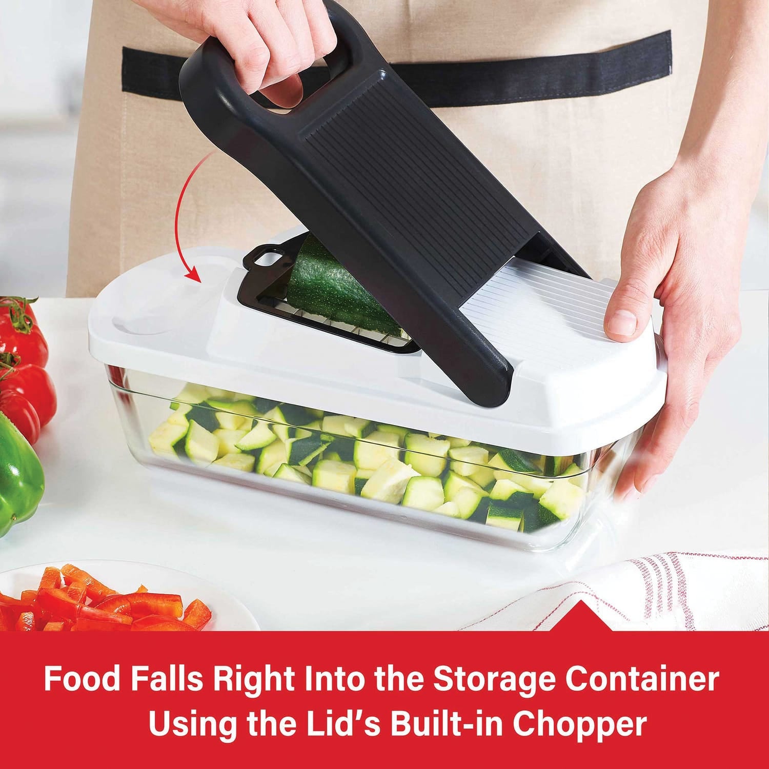 Brentwood Pro Food Chopper and Vegetable Dicer with 6.3-Cup Storage Container and Stainless Steel Blades