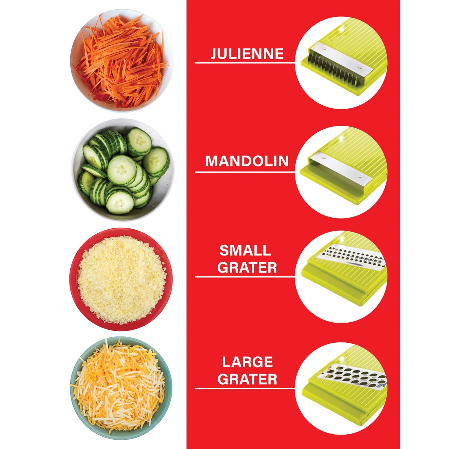 Brentwood Mandolin Slicer with 5-Cup Storage Container and 4 Interchangeable Stainless Steel Blades