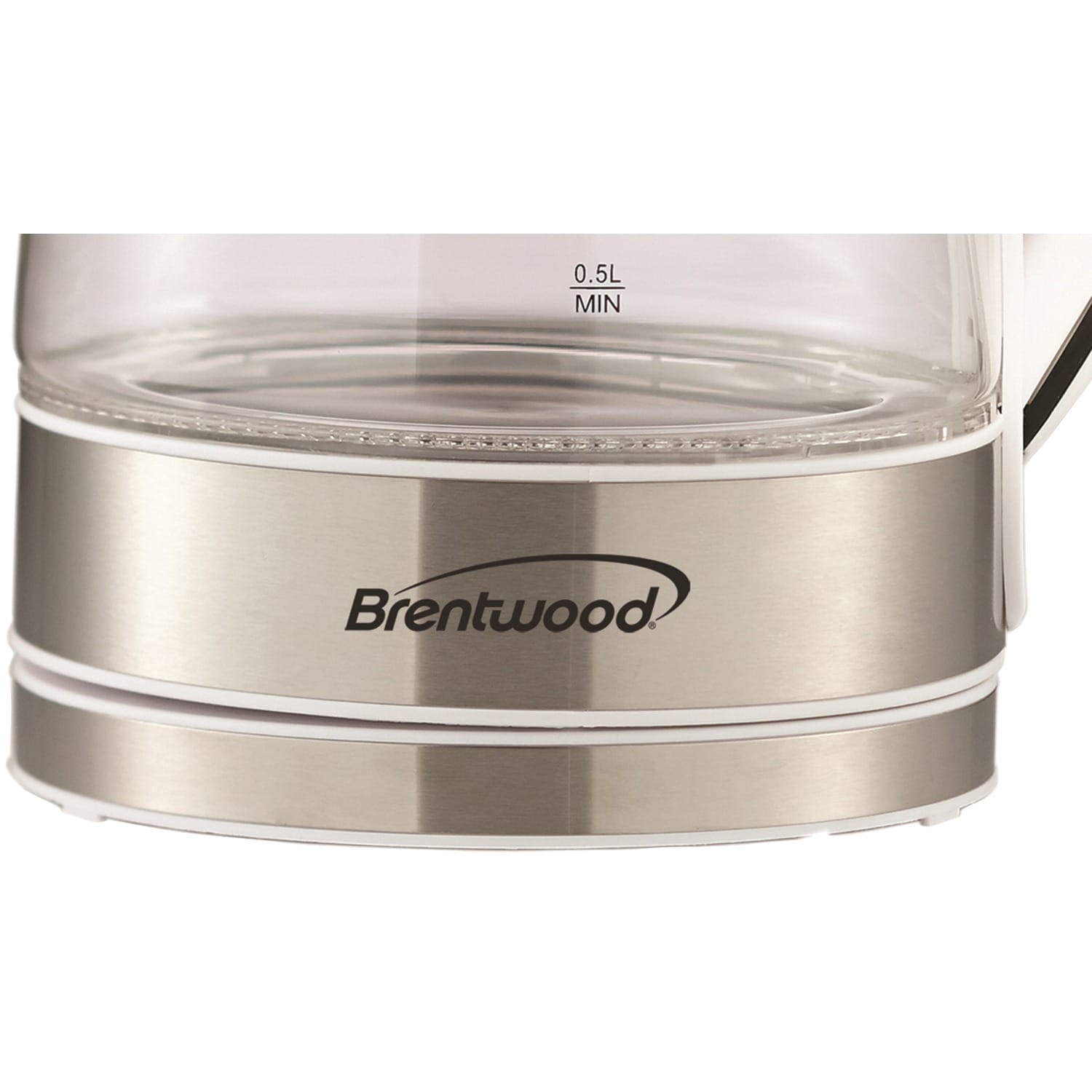 Brentwood 1100-Watt 1.8-Qt. 7-Cup Cordless Tempered-Glass Electric Kettle with Auto Shut-off, White