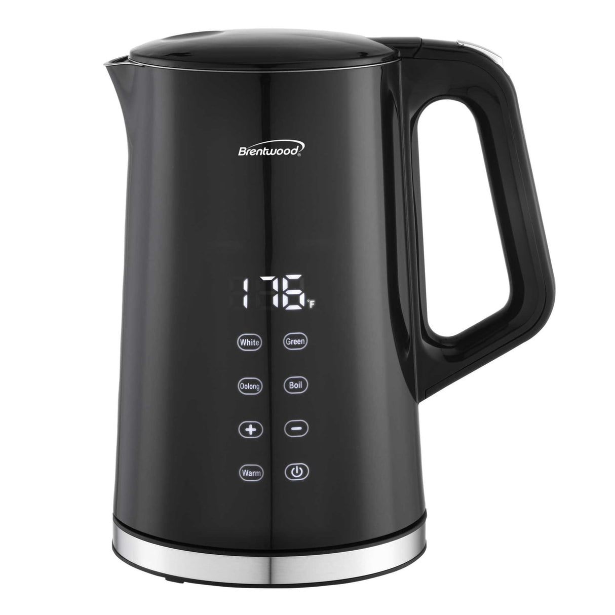 Brentwood 1100-Watt 1.7-L Cordless Cool-Touch Digital Electric Kettle with Stainless Steel Interior, BTWKT2015DBK
