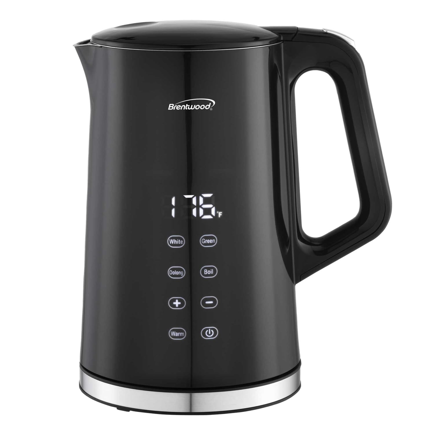 Brentwood 1100-Watt 1.7-L Cordless Cool-Touch Digital Electric Kettle with Stainless Steel Interior, BTWKT2015DBK