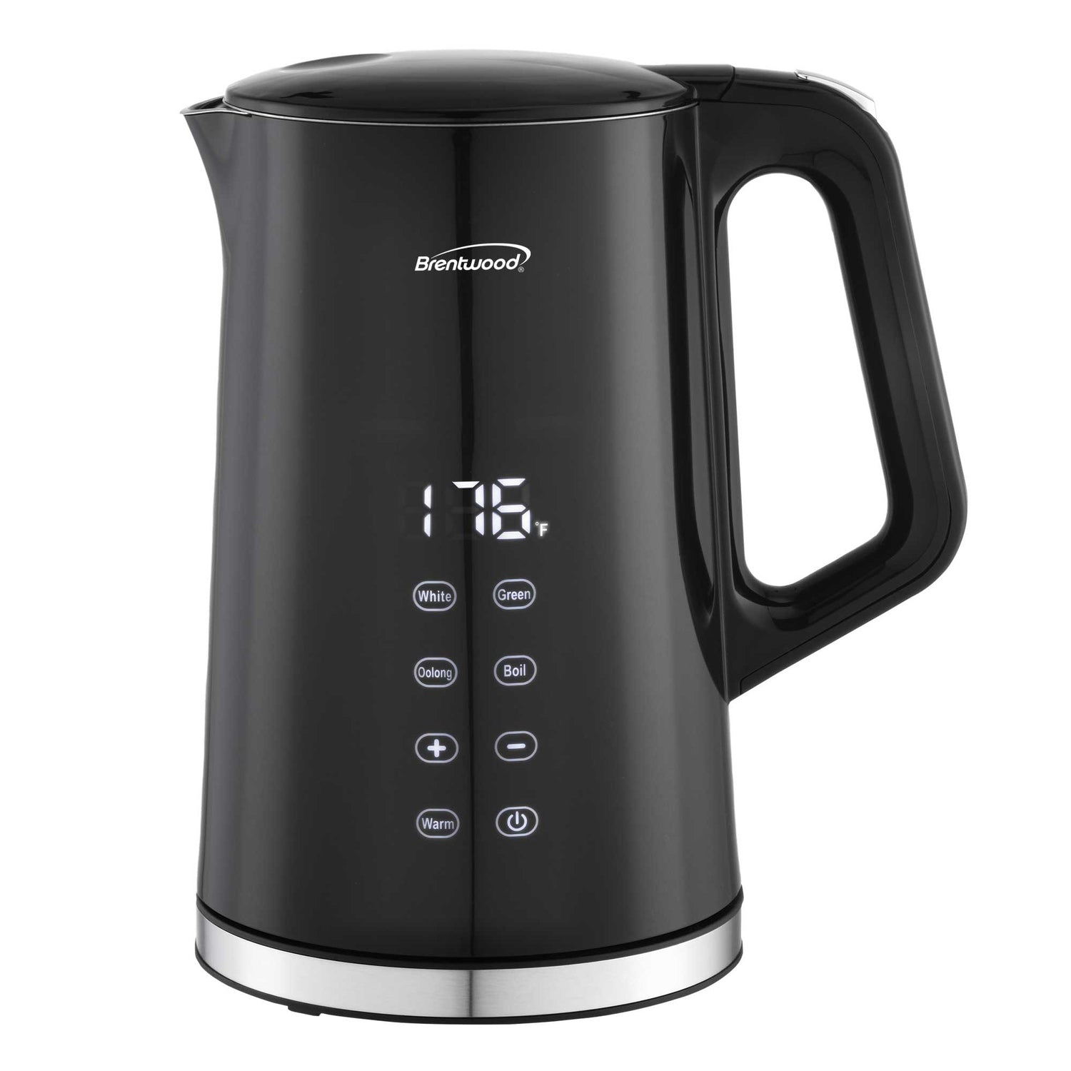 Brentwood 1100-Watt 1.7-L Cordless Cool-Touch Digital Electric Kettle with Stainless Steel Interior, BTWKT2015DBK