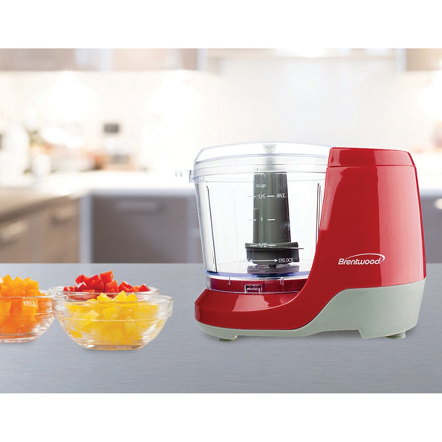 Brentwood 1.5-Cup Mini Food Chopper, Red