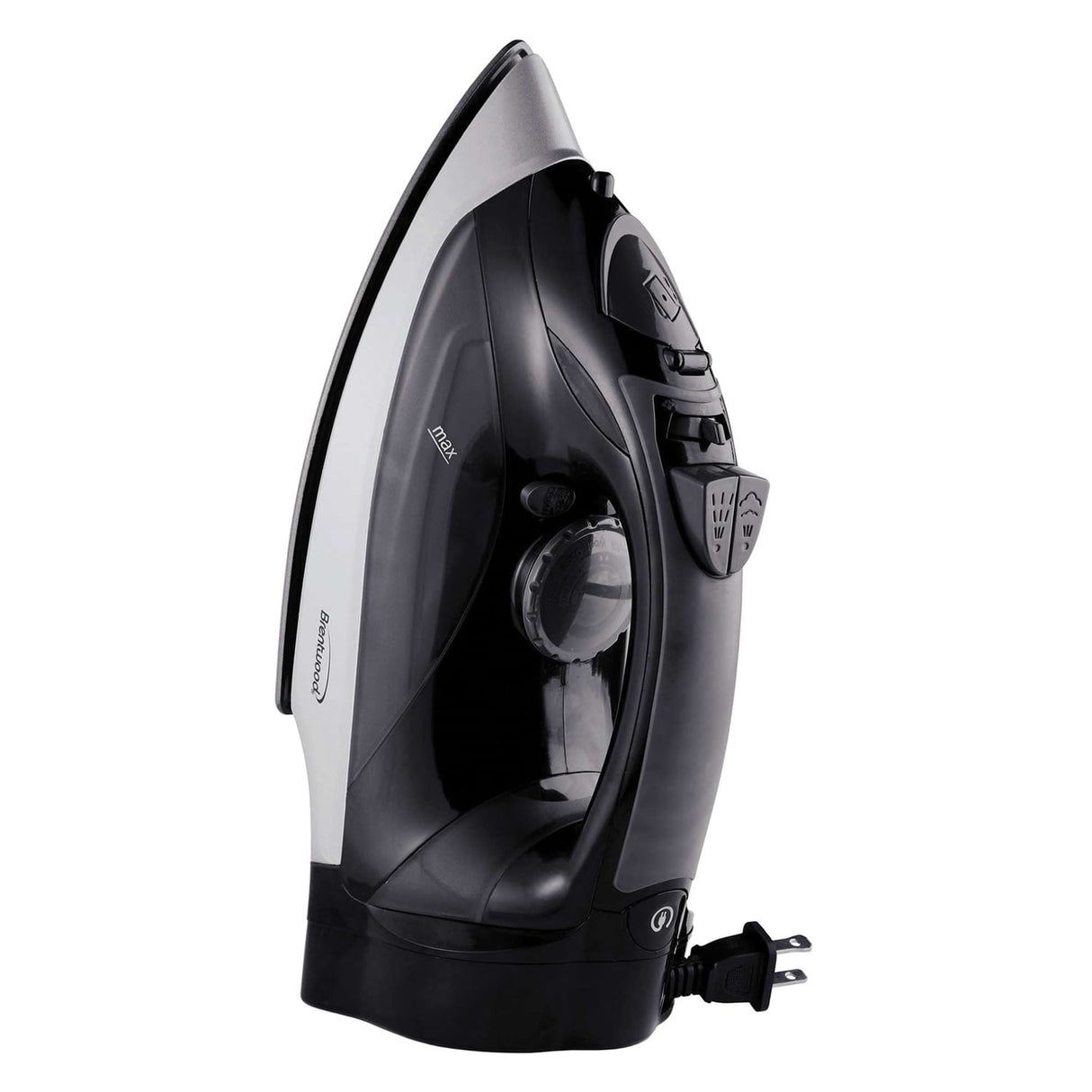 Brentwood 1200-Watt Nonstick Steam Iron with Retractable Cord, Black