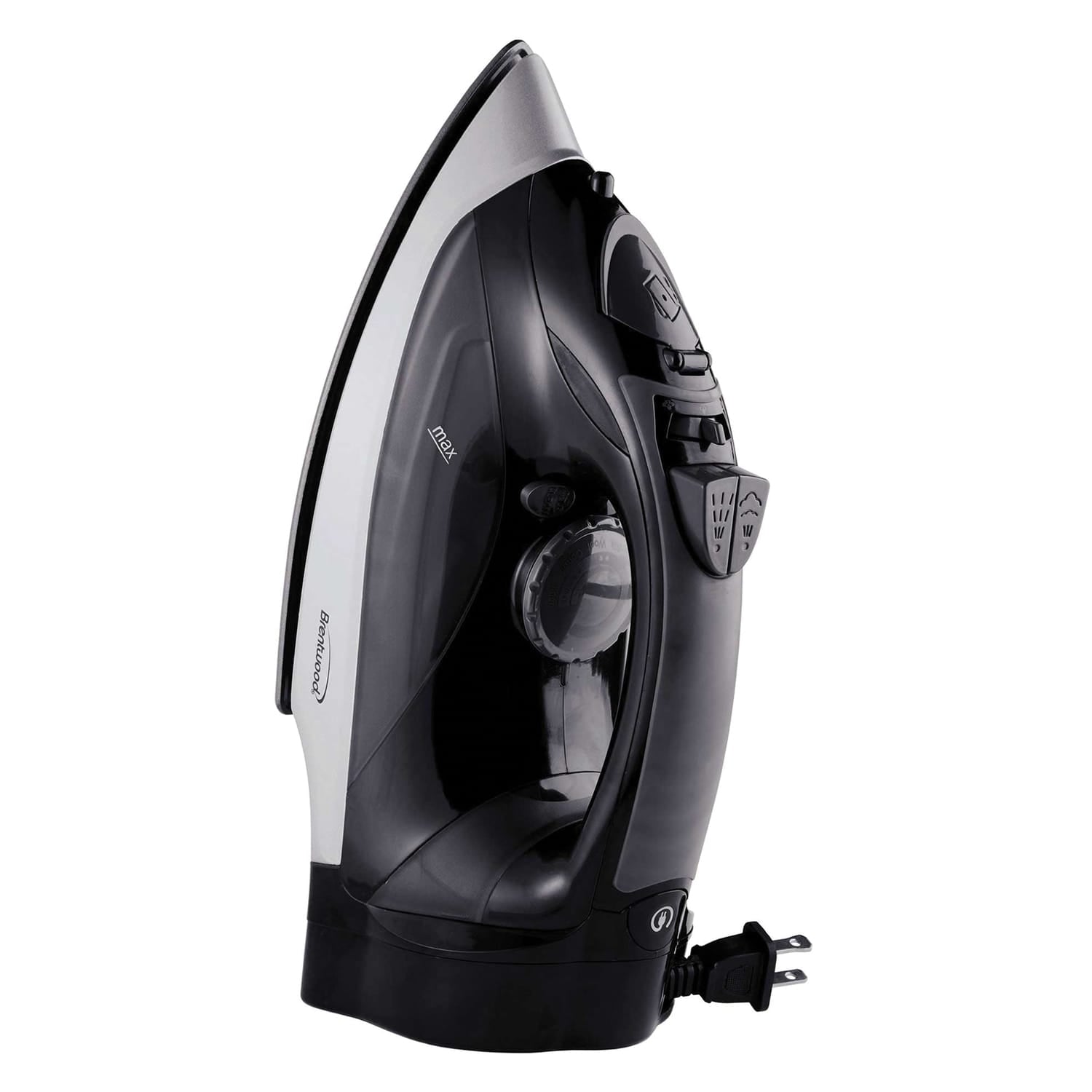 Brentwood 1200-Watt Nonstick Steam Iron with Retractable Cord, Black