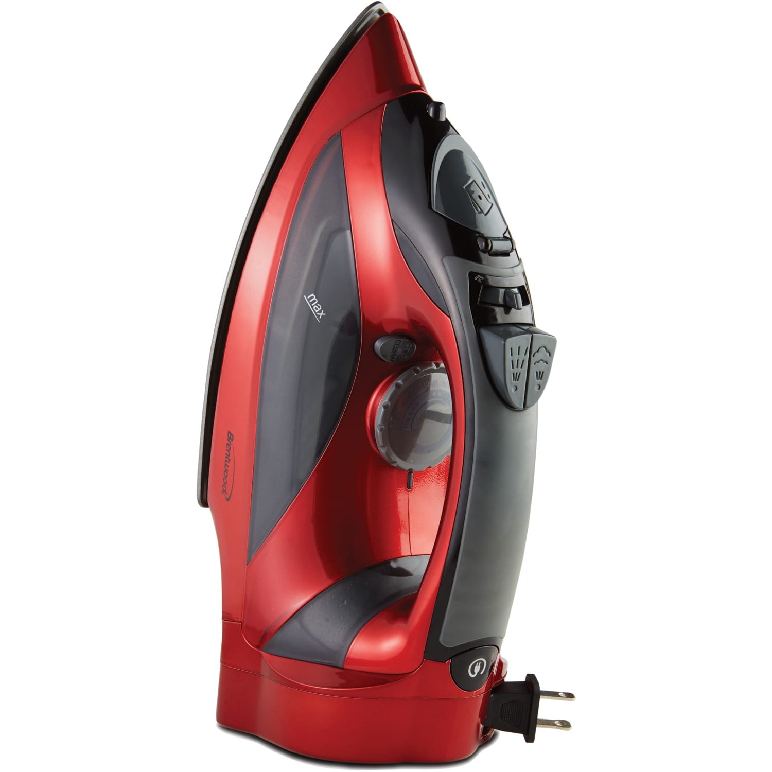 Brentwood 1200-Watt Nonstick Steam Iron with Retractable Cord, Red