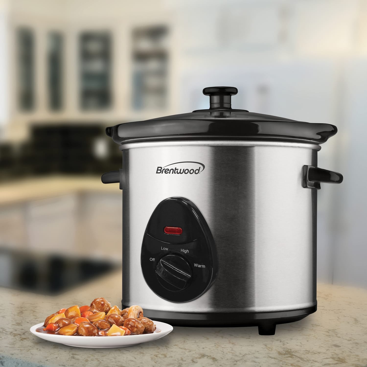 Brentwood 3-Qt. 170-Watt Slow Cooker, Stainless Steel