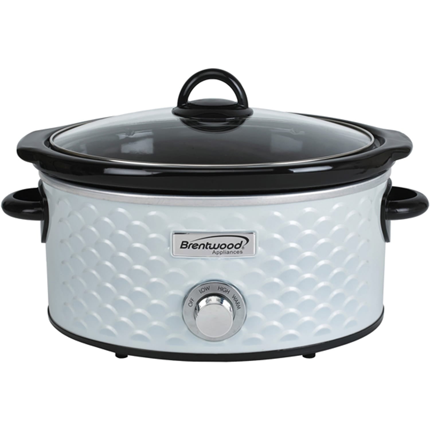 Brentwood 4.5-Quart Scallop Pattern Slow Cooker, White