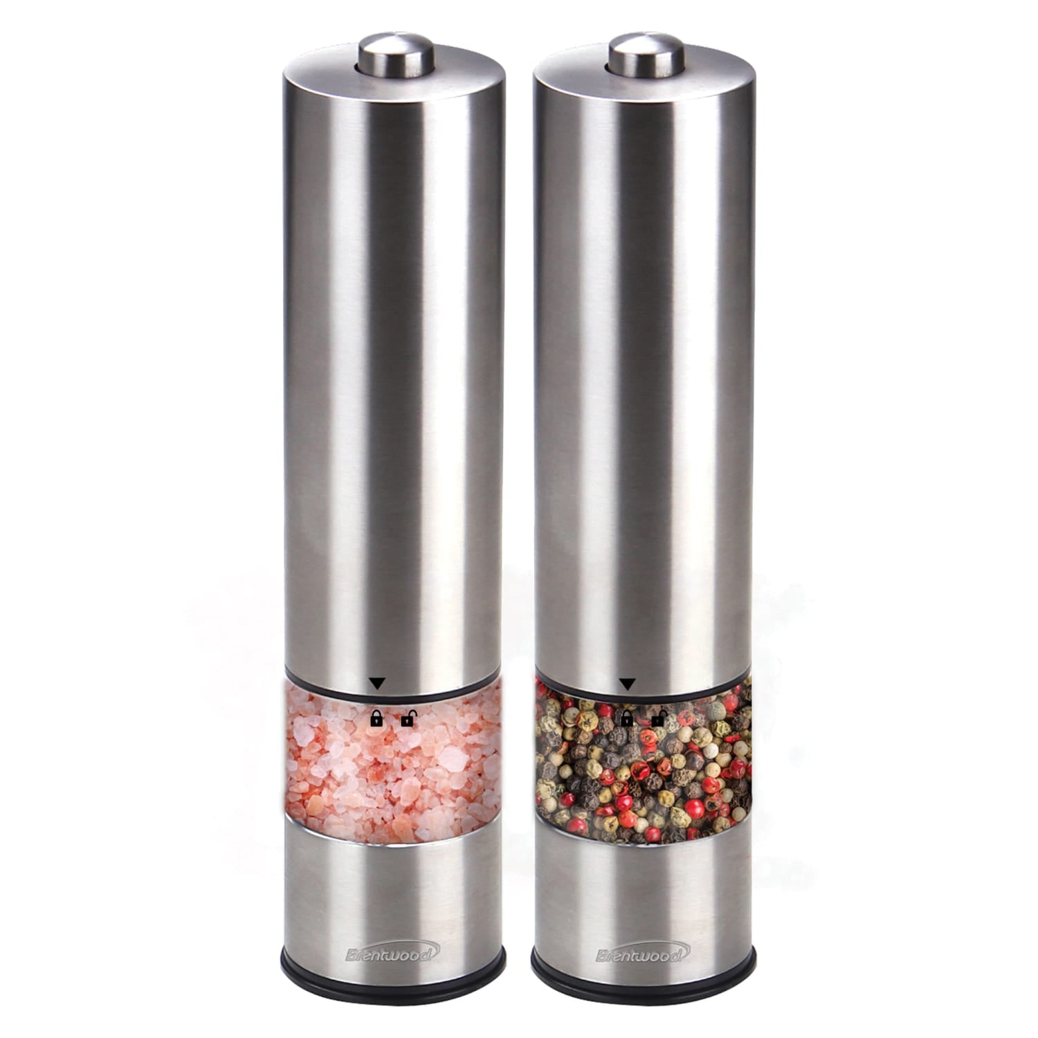 Brentwood Electric Blue LED Stainless Steel Salt and Pepper Adjustable Ceramic Grinders