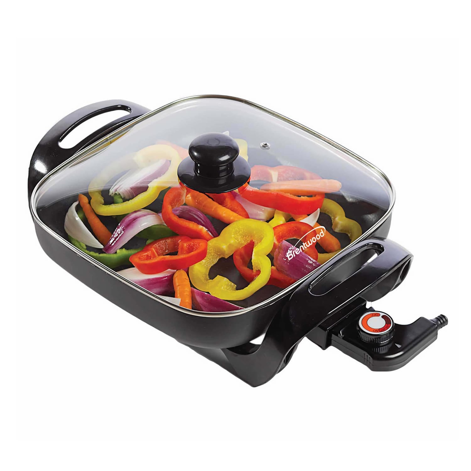 Brentwood 12-In. 1300-Watt Nonstick Electric Skillet with Glass Lid