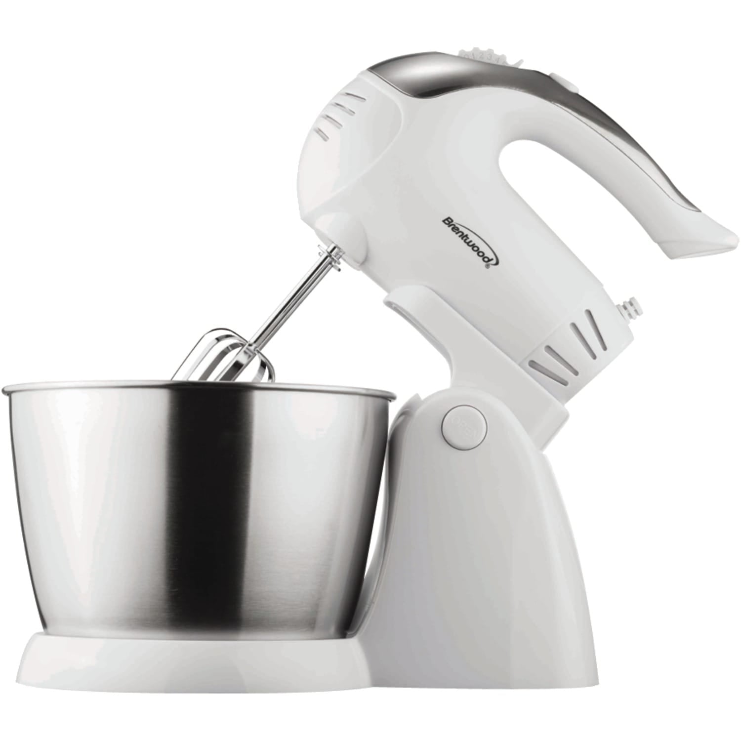 Brentwood 5-Speed + Turbo Electric Stand Mixer with Bowl, White