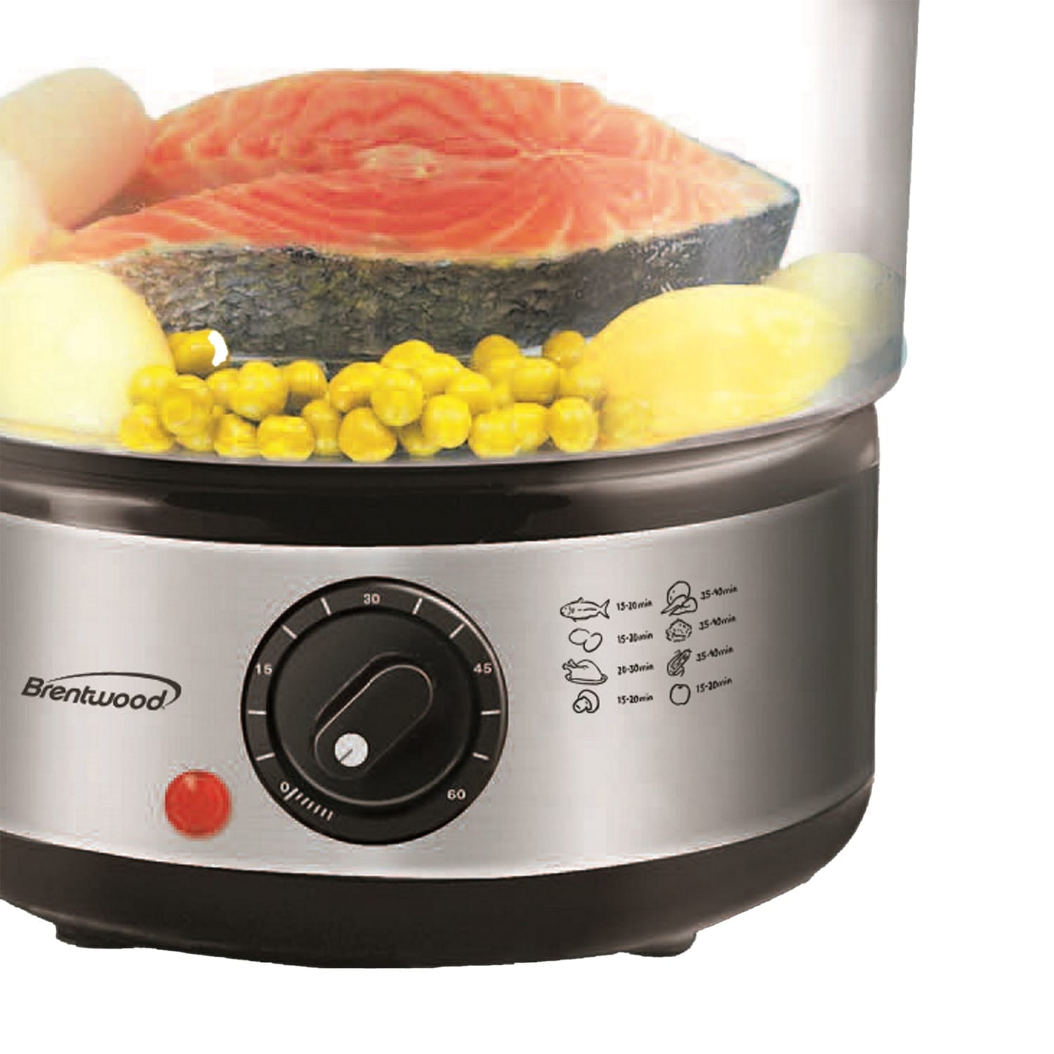 Brentwood 400-Watt 5-Qt. 2-Tier Electric Food Steamer with Steam Trays and Lid