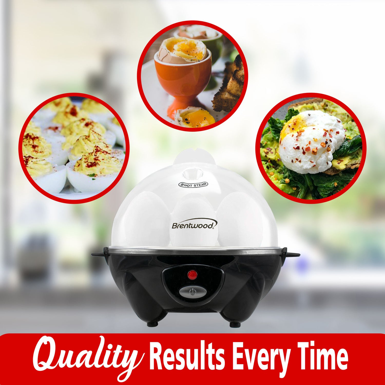 Brentwood Electric Egg Cooker with Auto Shutoff, Black