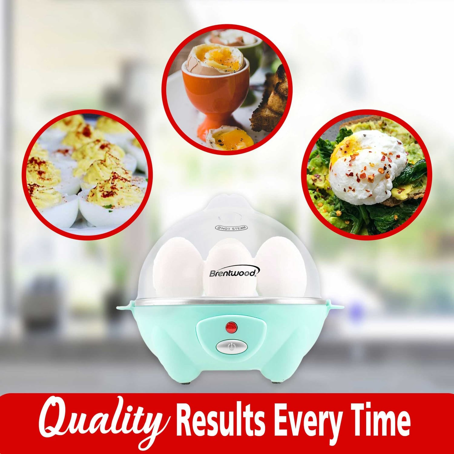 Brentwood Electric Egg Cooker with Auto Shutoff, Blue