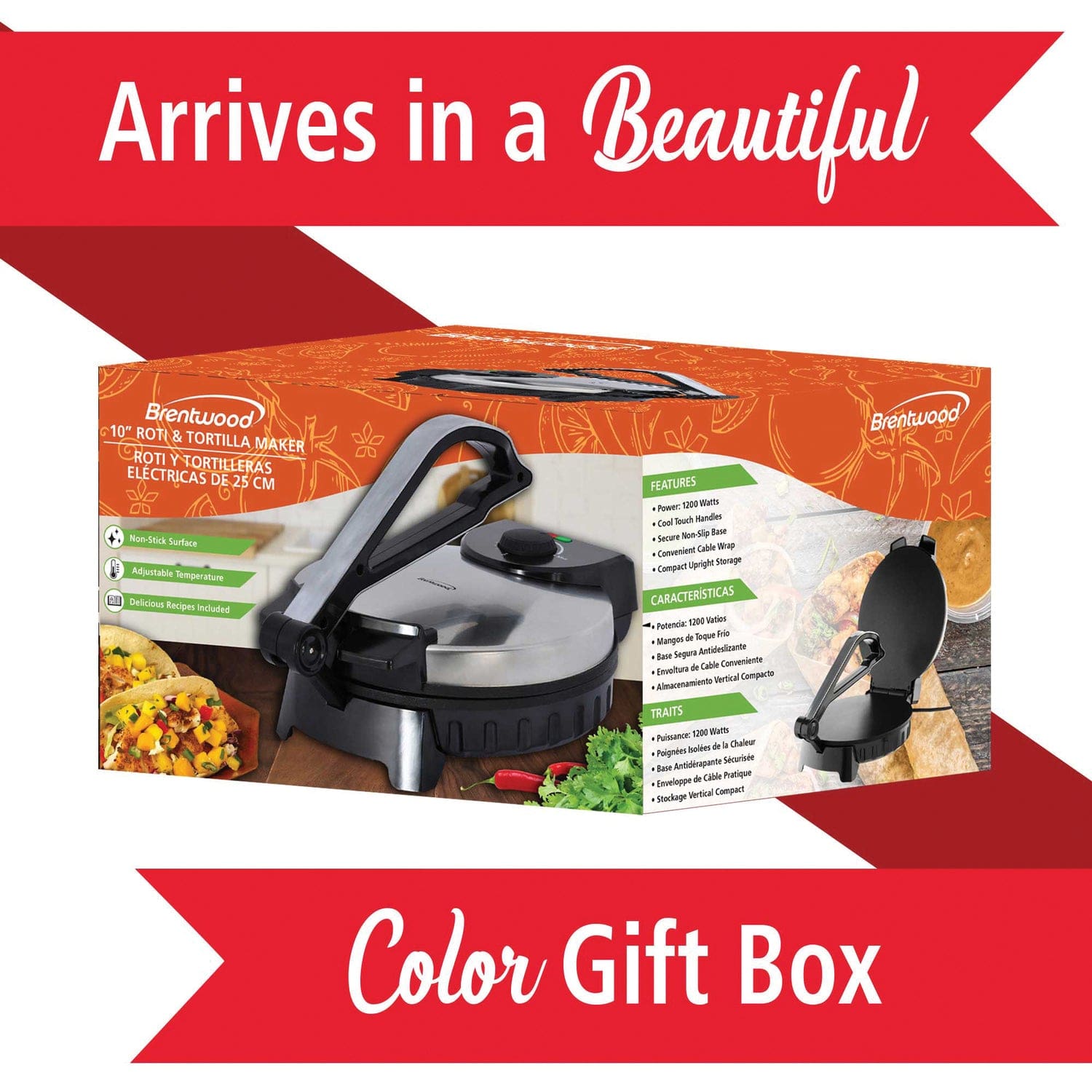 Brentwood Nonstick Electric Tortilla Maker, 10 In.