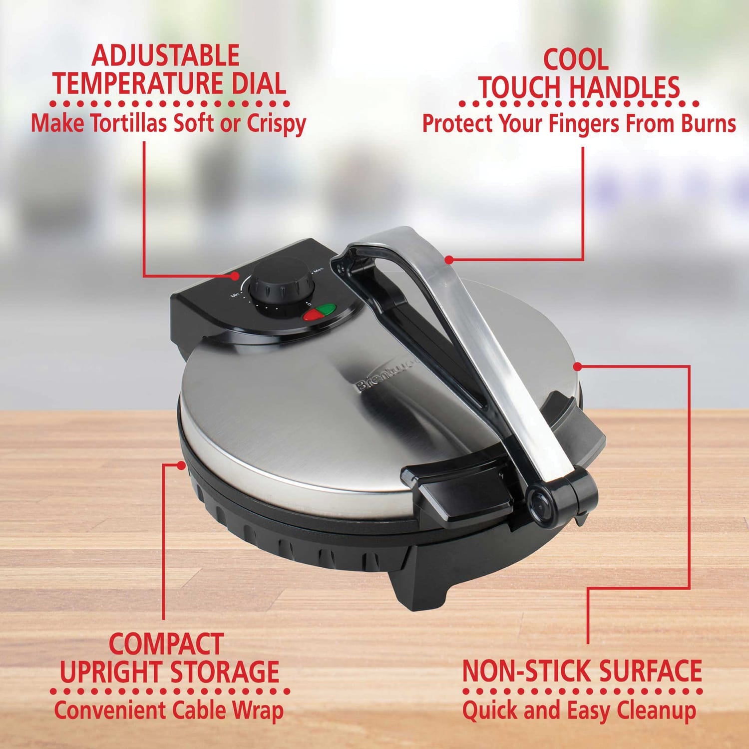Brentwood 1200-Watt 12-In. Nonstick Electric Tortilla Maker