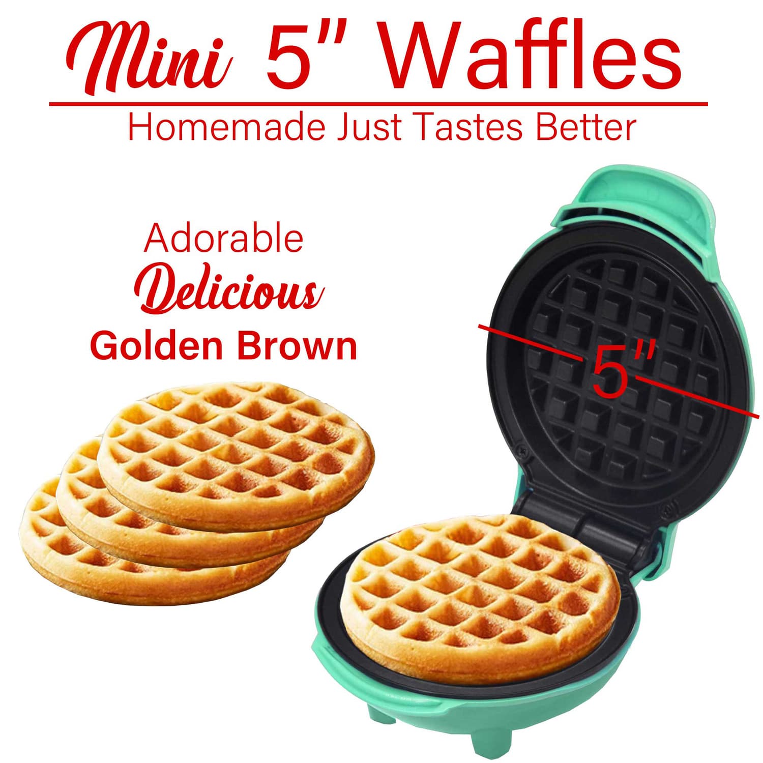Brentwood 400-Watt 5-In. Non-Stick Mini Waffle Maker, Blue