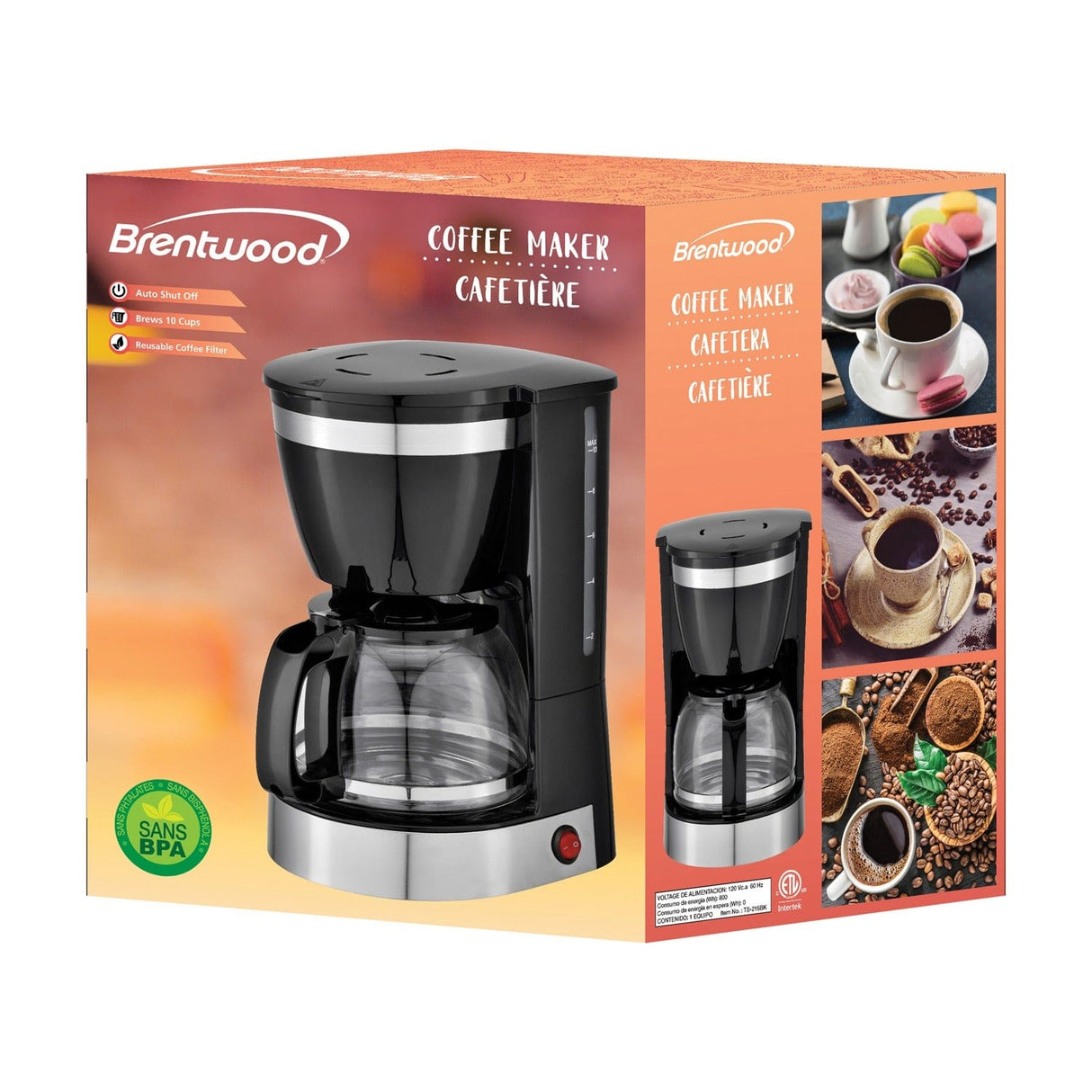 Brentwood 12-Cup Coffee Maker, Black