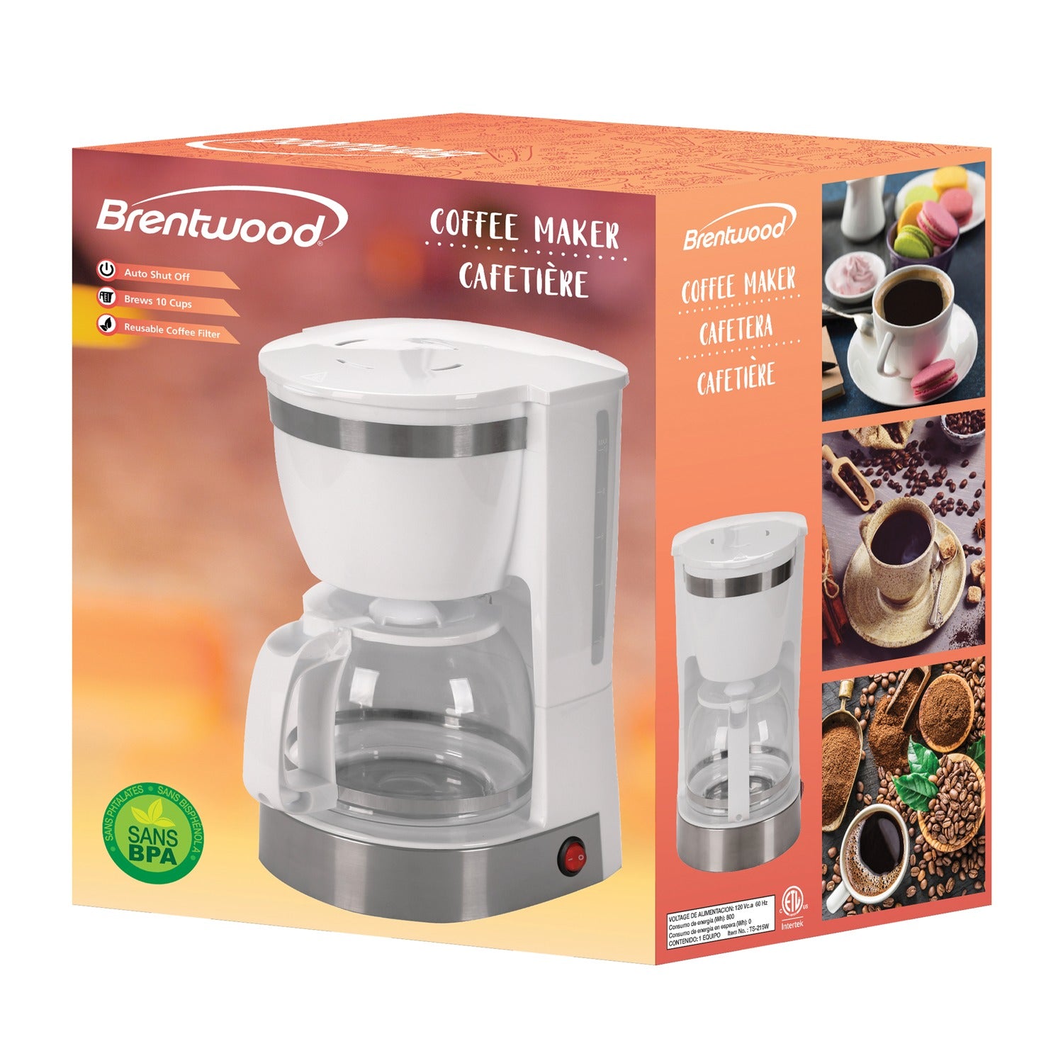 Brentwood 12-Cup Coffee Maker, White