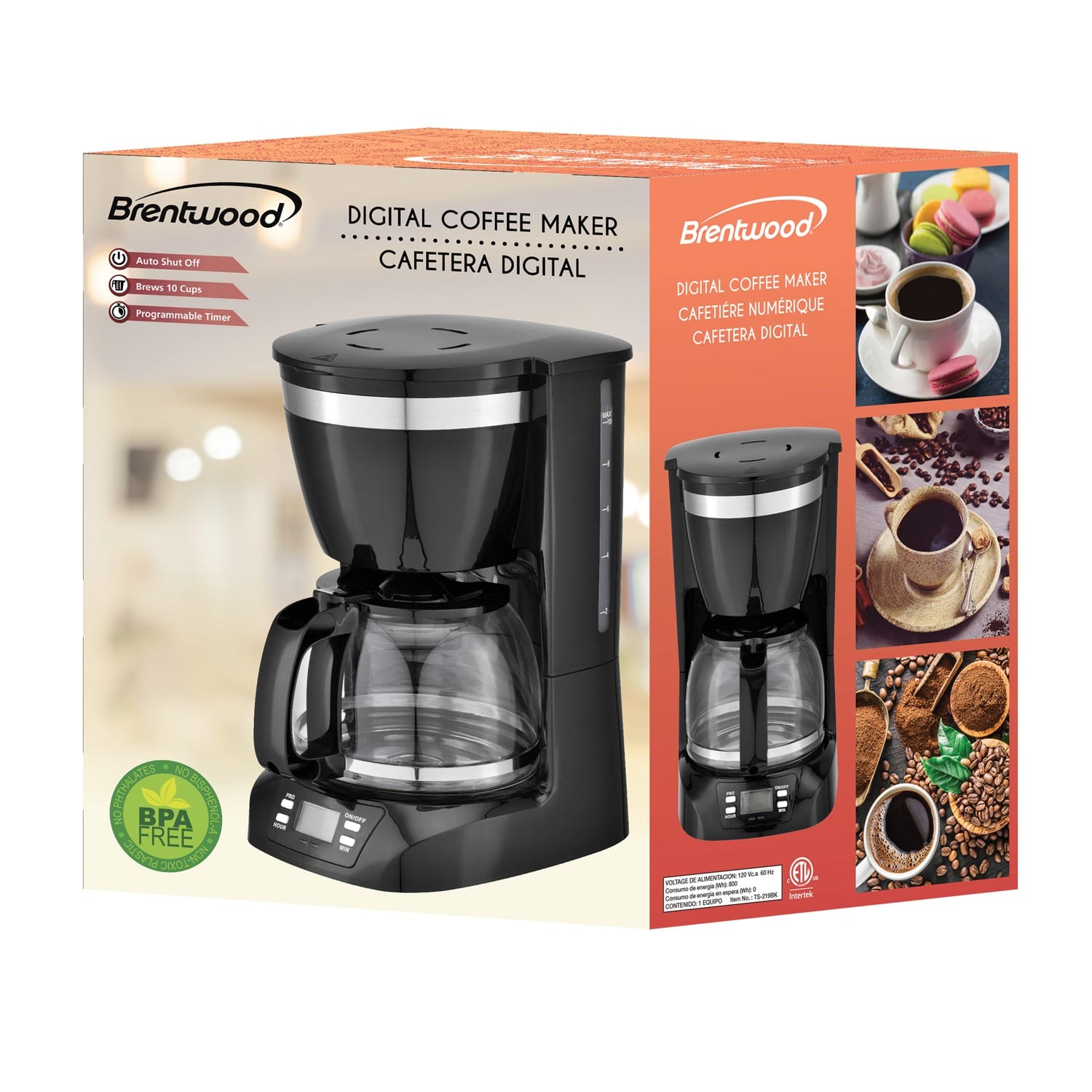 Brentwood 10-Cup Digital Coffee Maker, Black