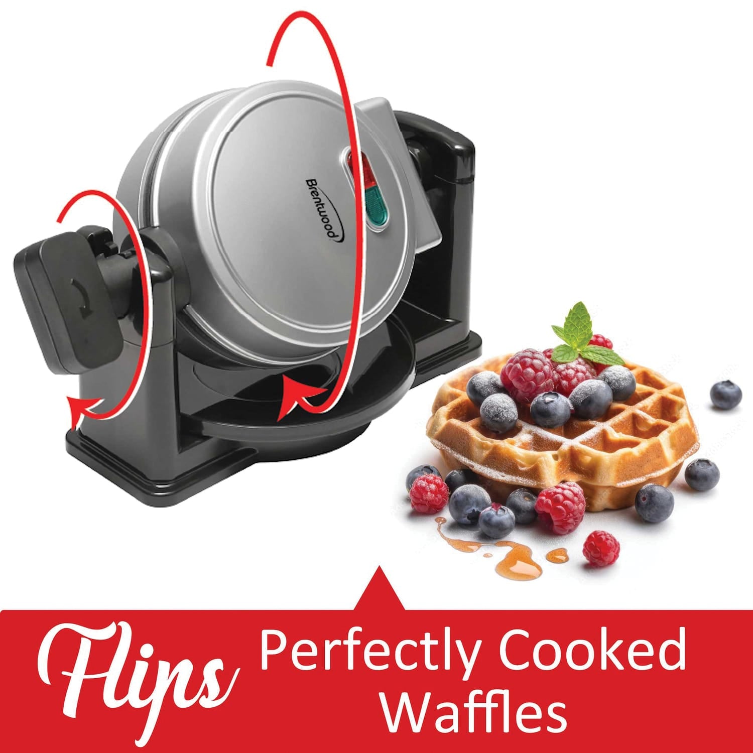 Brentwood TS-231S Electric Belgian Waffle Maker, Silver