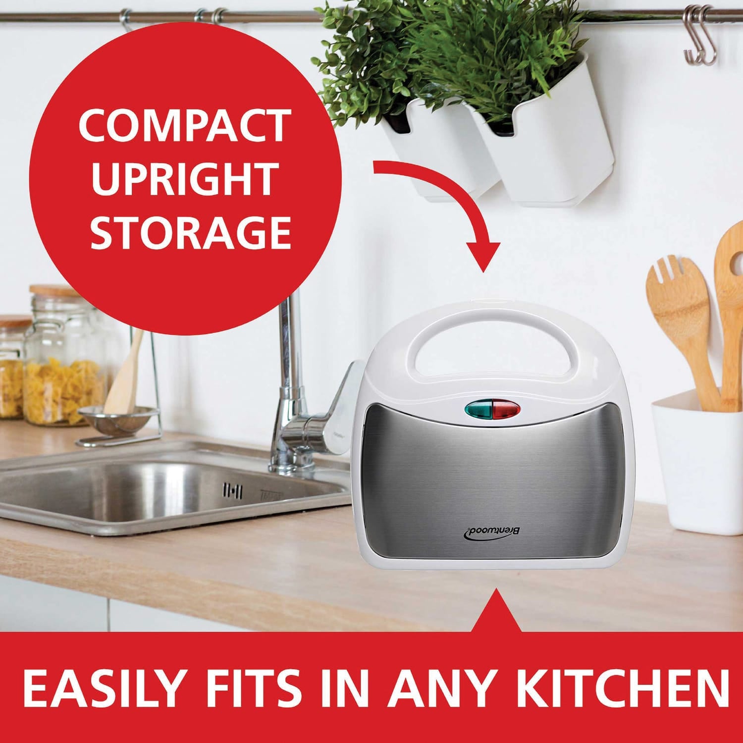 Brentwood Nonstick Compact Dual Sandwich Maker, White