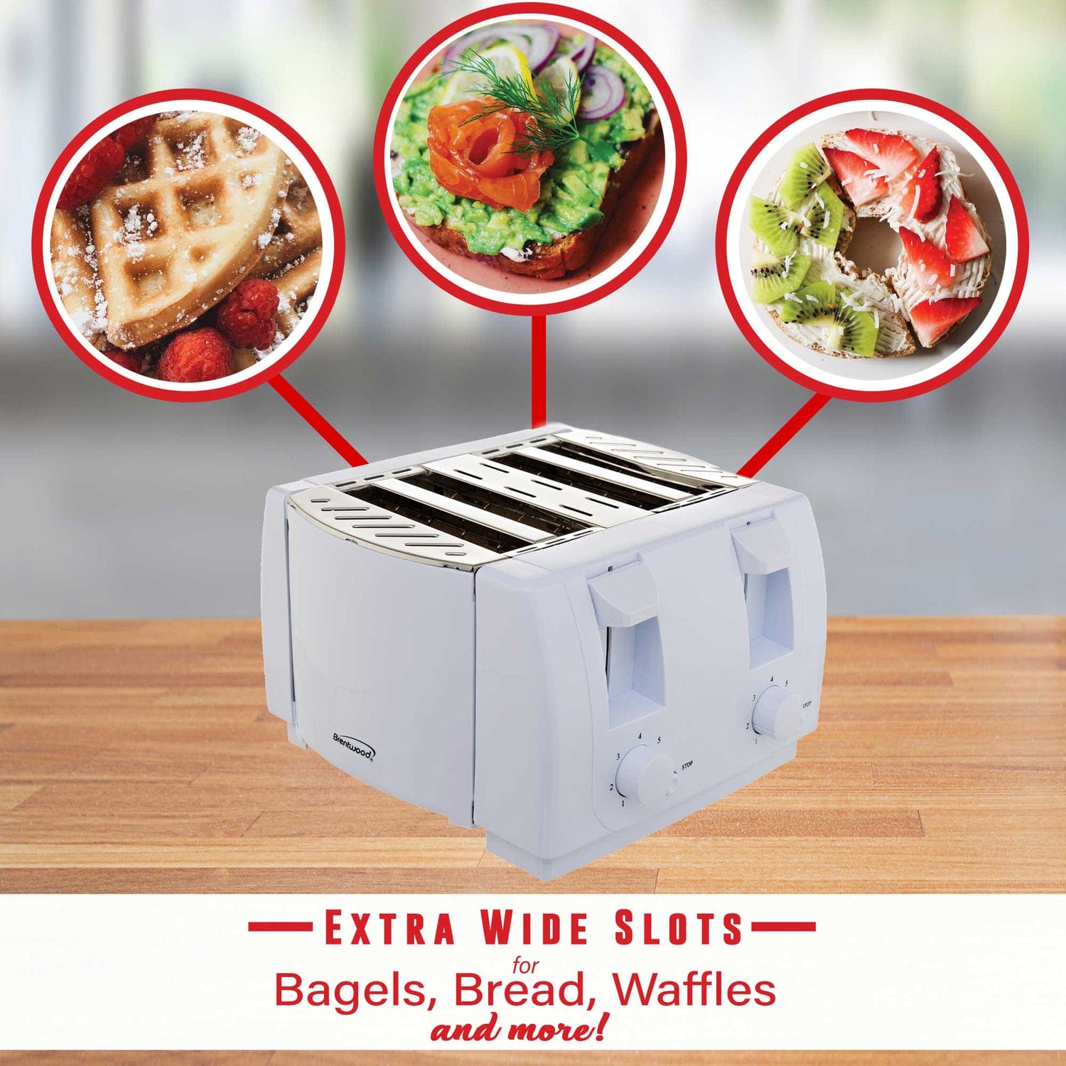 Brentwood Cool Touch 4-Slice Toaster, White