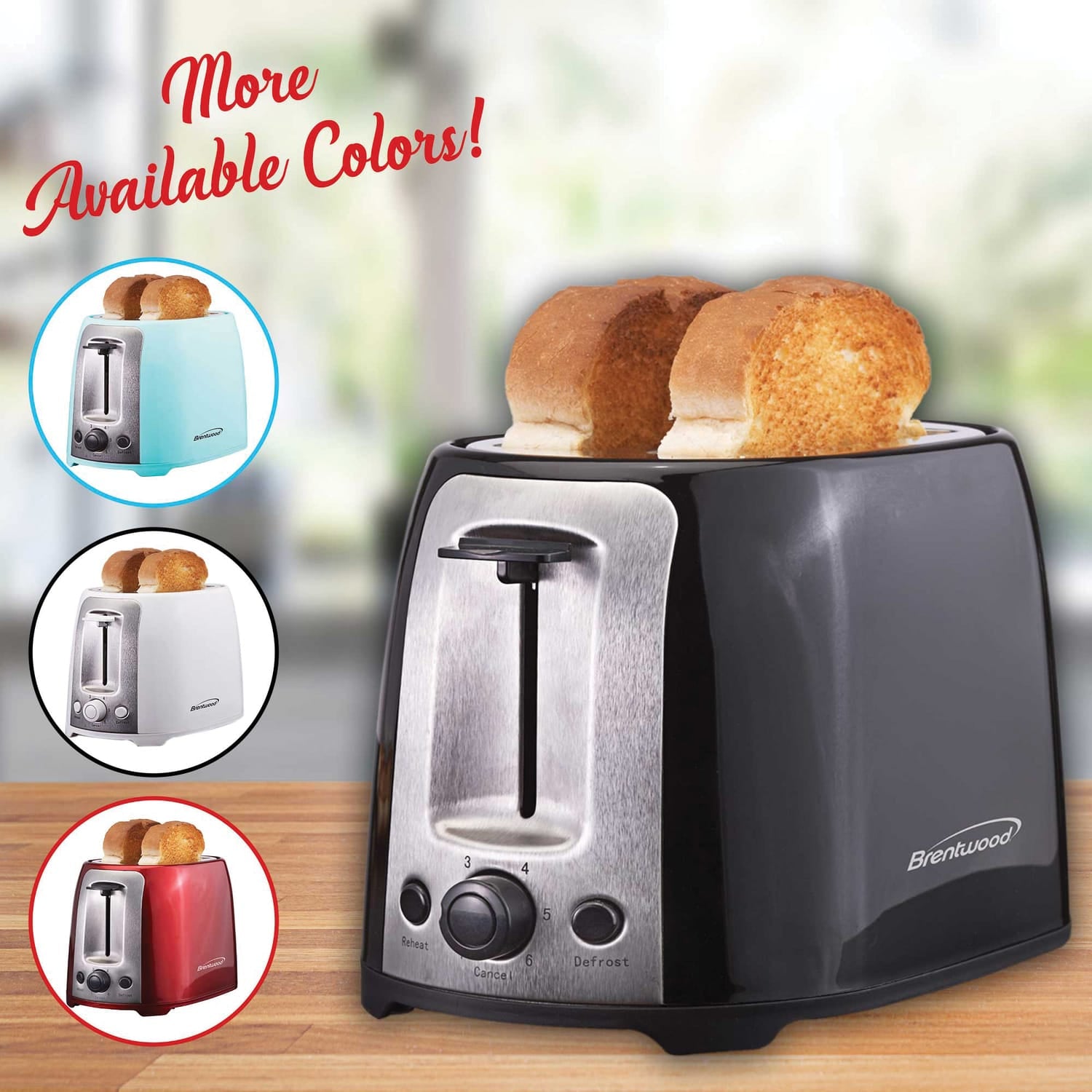 Brentwood 2-Slice Cool-Touch Toaster with Extra-Wide Slots, Black