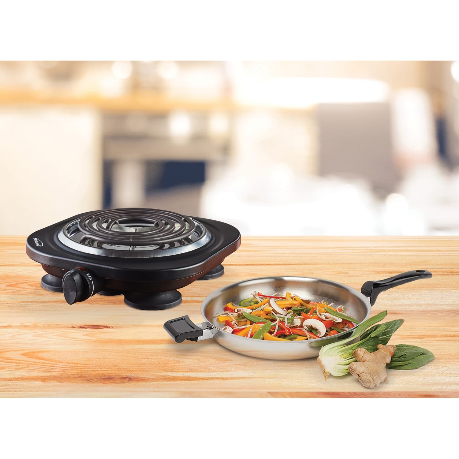 Brentwood 1000-Watt Single Electric Burner, Black