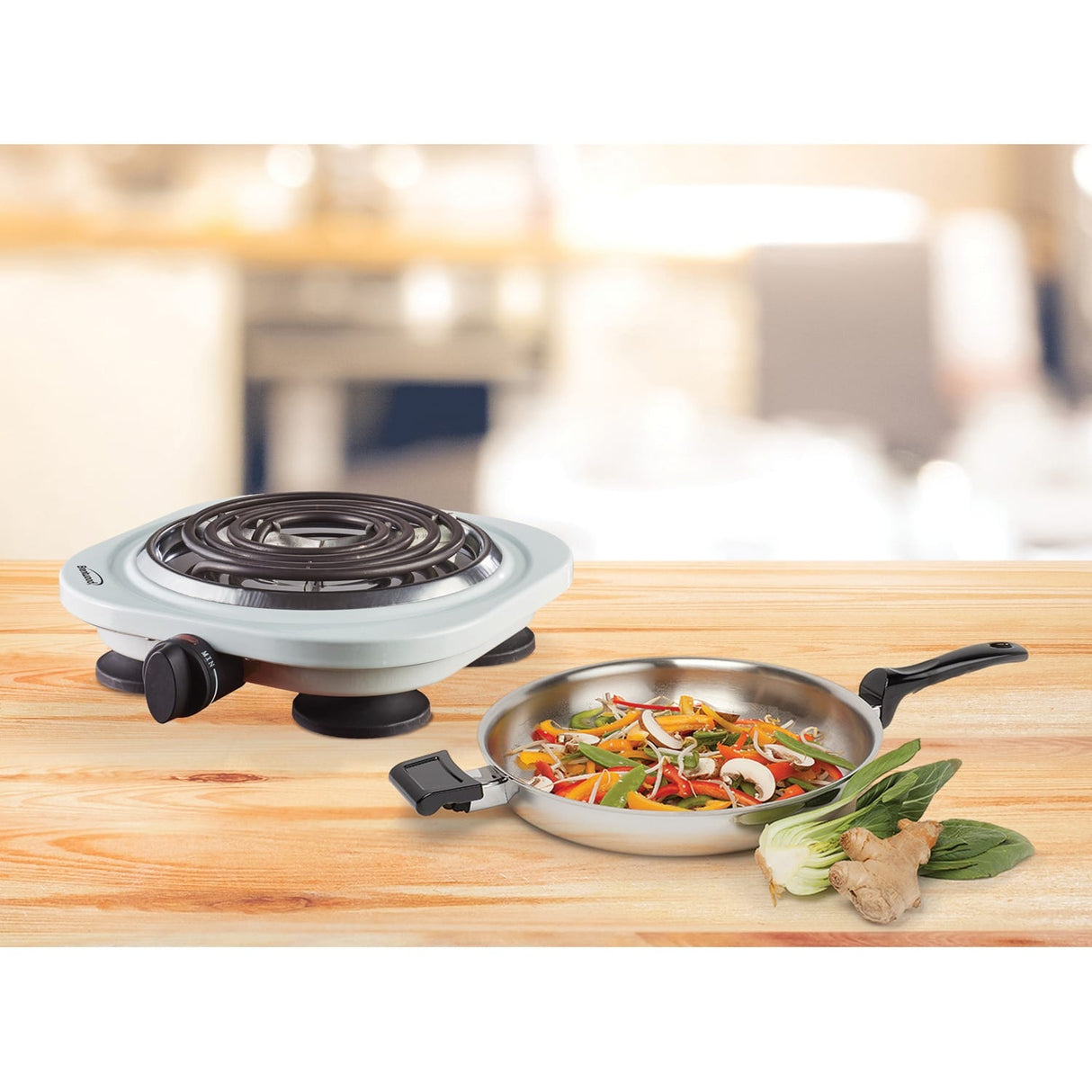 Brentwood 1000-Watt Single Electric Burner, White