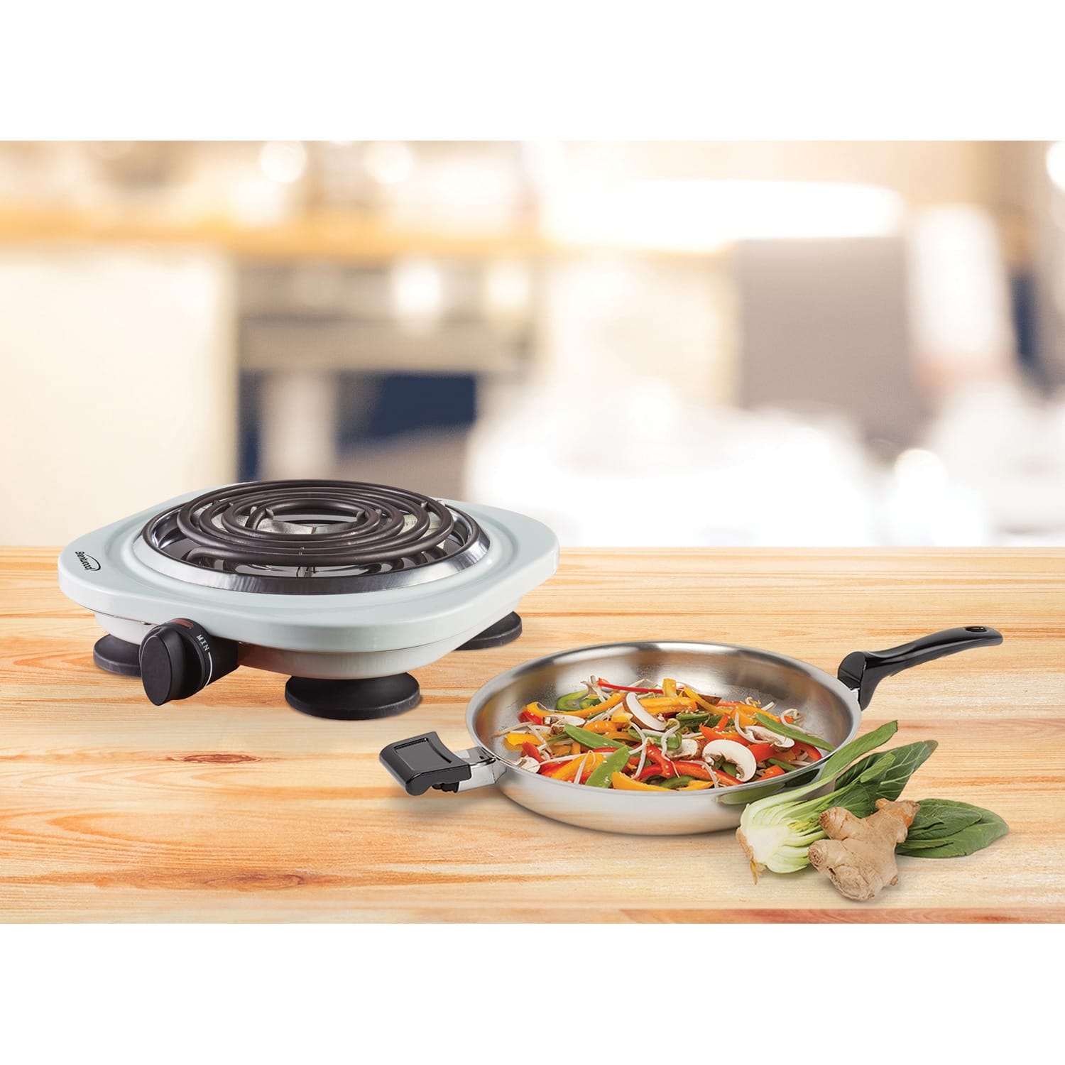 Brentwood 1000-Watt Single Electric Burner, White