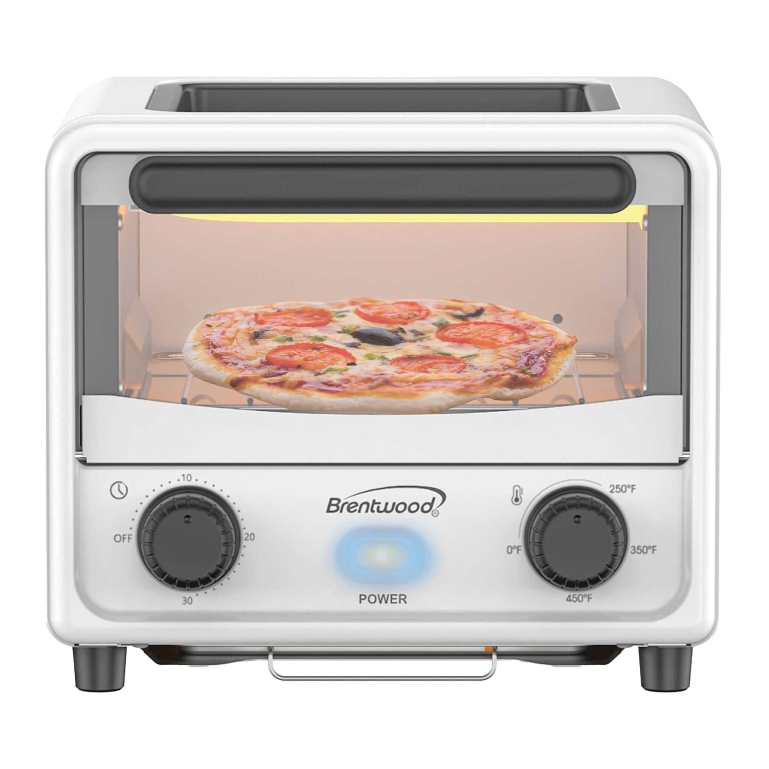 Brentwood 183-Cu. In., 3-L 500-Watt Stainless Steel Mini Toaster Oven, White