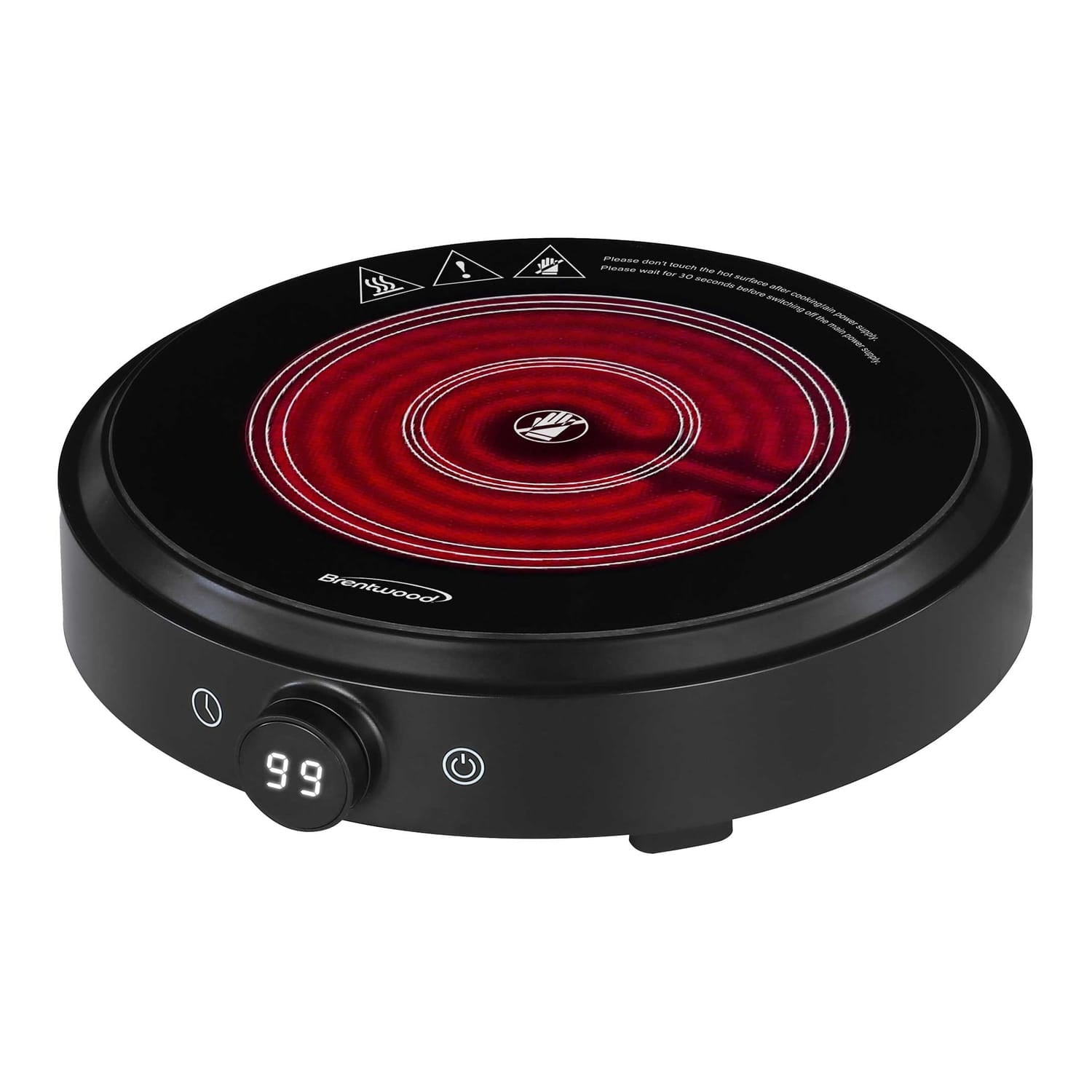 Brentwood Select 1300-Watt 10-In. Countertop Ceramic Glass Cooktop Surface with Single 8-In. Infrared Burner, Black