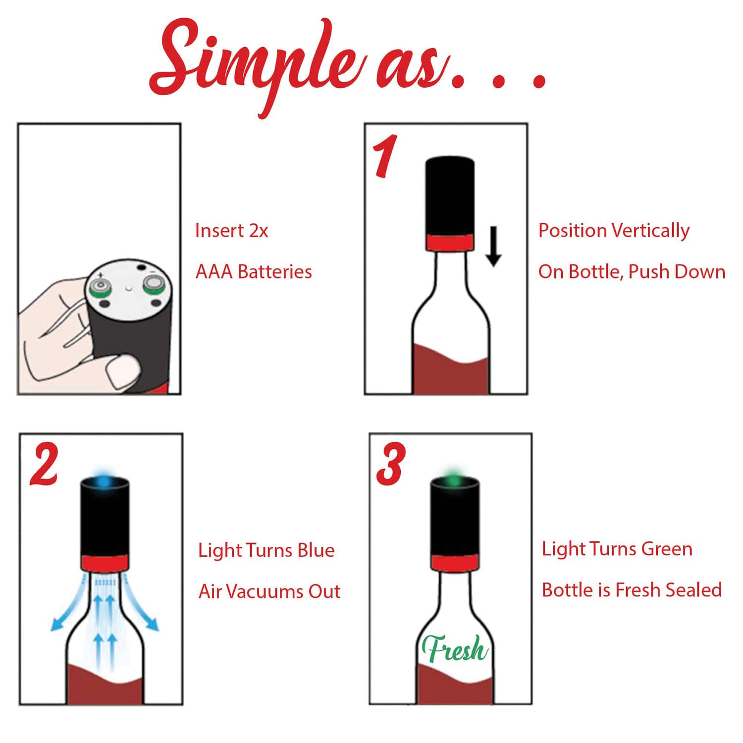 Brentwood Portable Automatic Vacuum Wine Preserver and Bottle Stopper