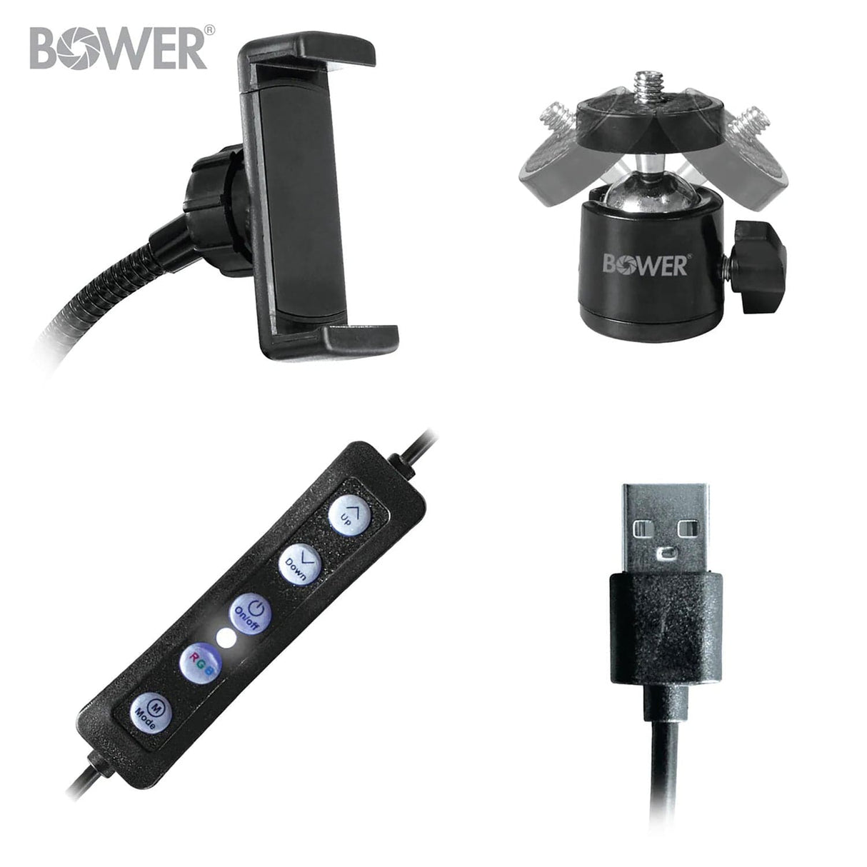 Bower 10-In. RGB Selfie Desktop Ring Light Studio Kit