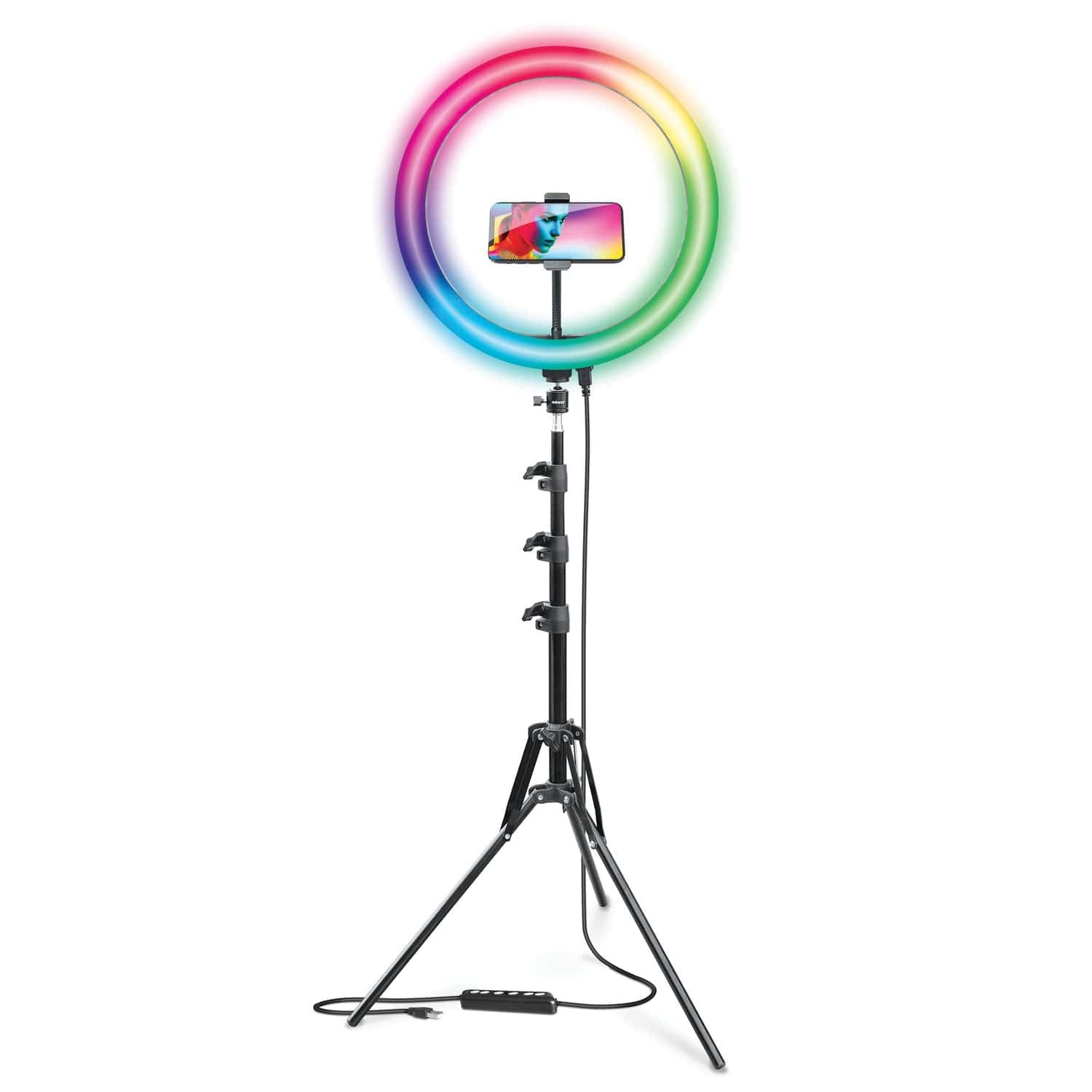 Bower RGB Selfie Ring Light Studio Kit with Wireless Remote Control and Tripod, 16 In.