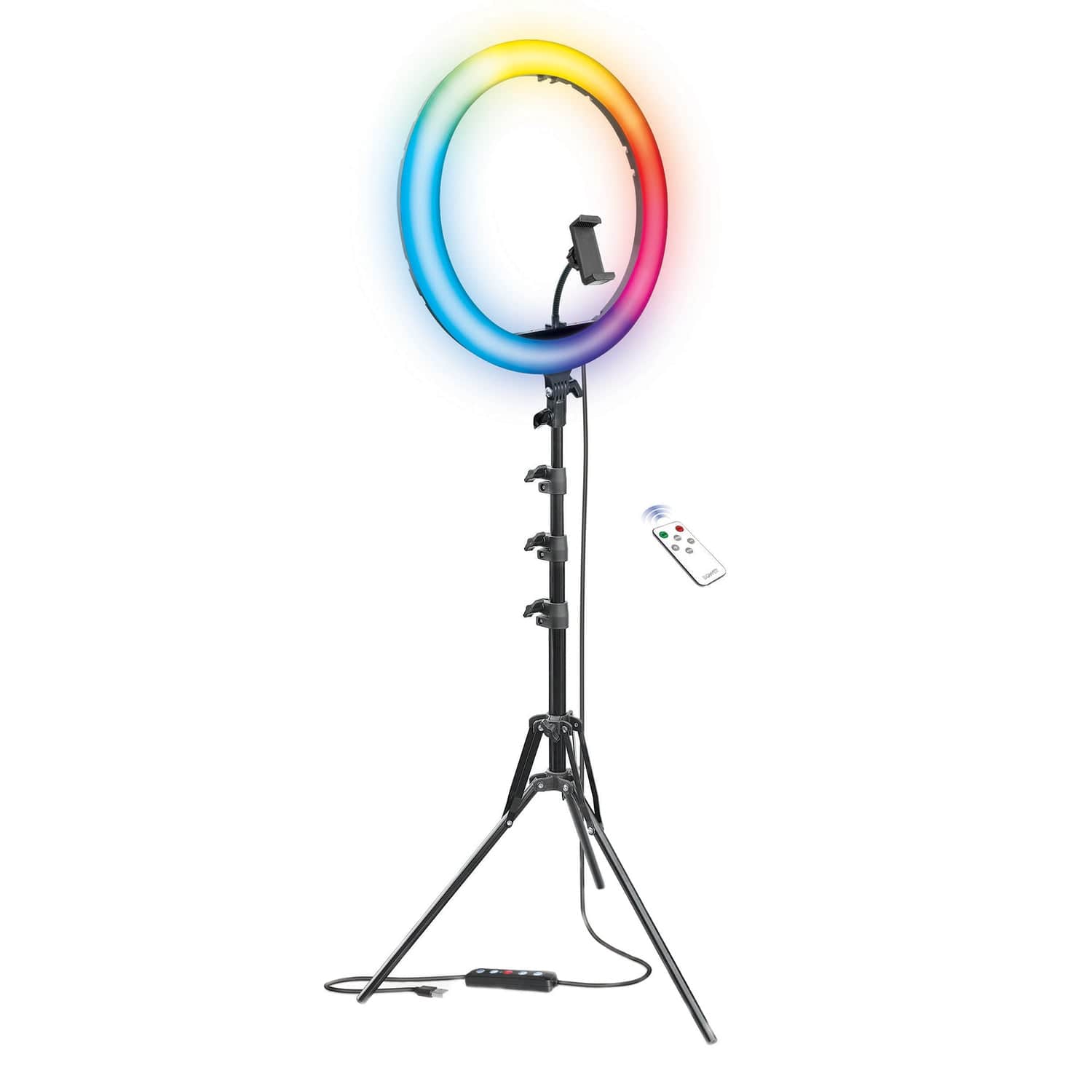 Bower RGB Selfie Ring Light Studio Kit with Wireless Remote Control and Tripod, 16 In.