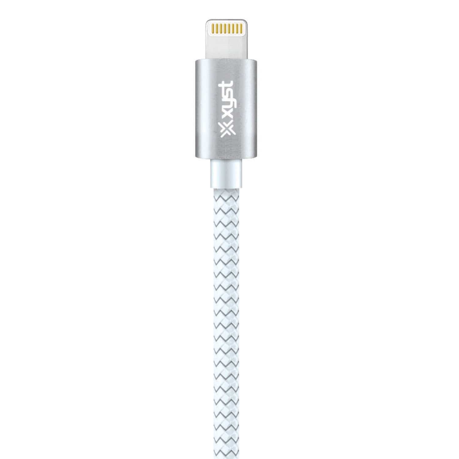 XYST USB to Lightning 10-Ft. Charge and Sync Braided Cable, for Smartphones and Tablets, White