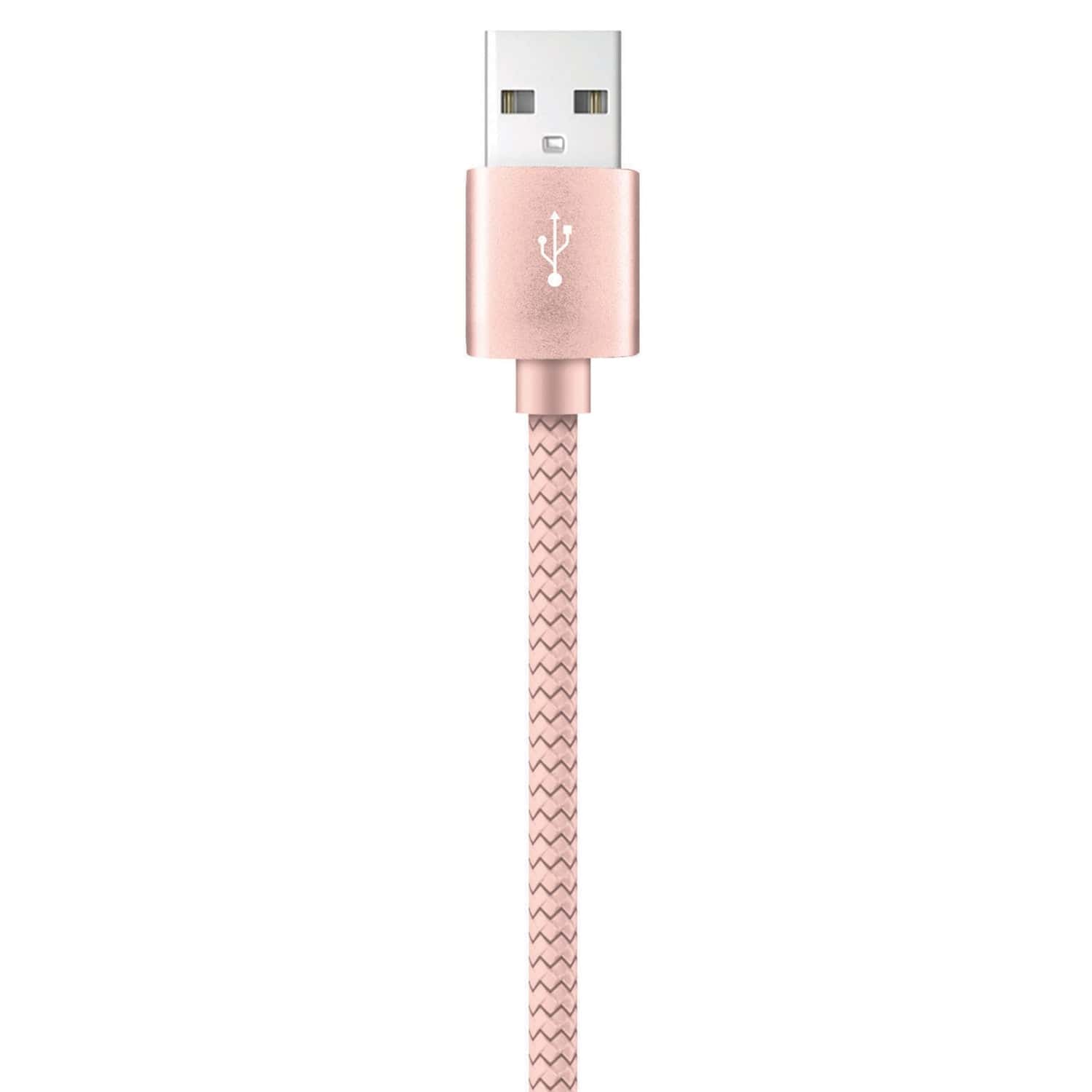 XYST USB to Lightning 10-Ft. Charge and Sync Braided Cable, for Smartphones and Tablets, Rose Gold