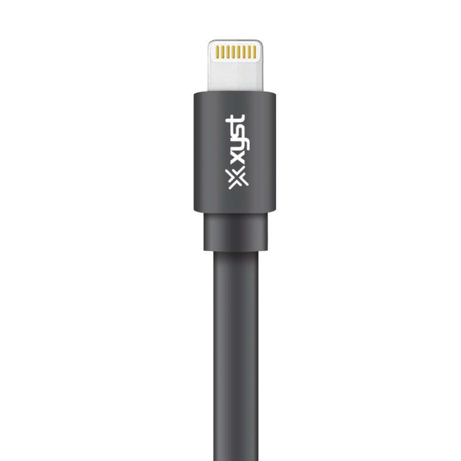 XYST Charge and Sync USB to Lightning Flat Cable, 4 Ft., Black
