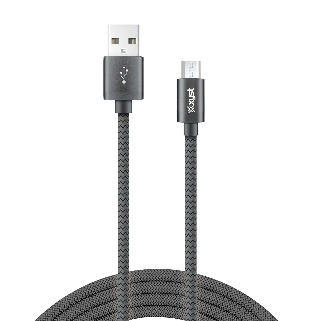 XYST Charge and Sync USB to Micro USB Braided Cable, 10 Ft., Black