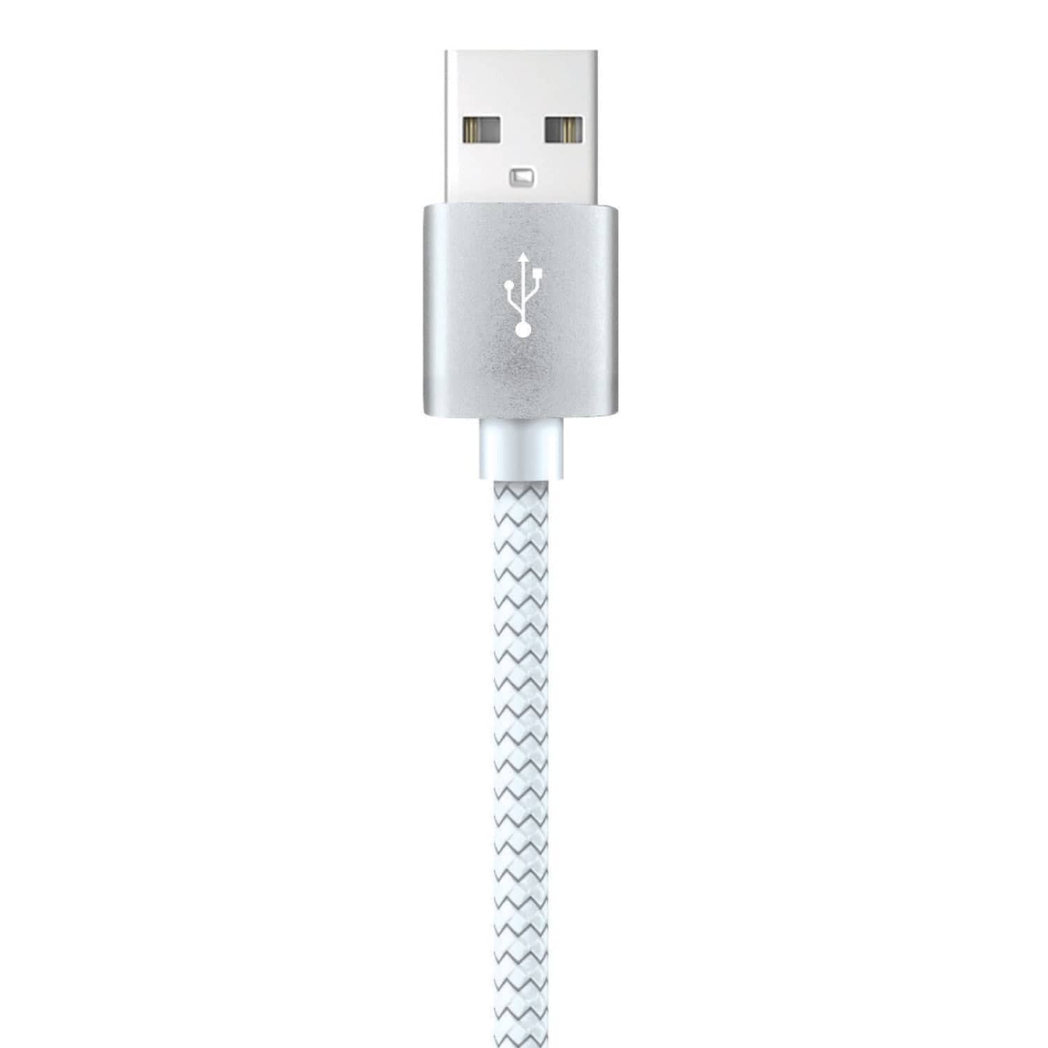 XYST Charge and Sync USB to USB-C Braided Cable, 10 Ft., White